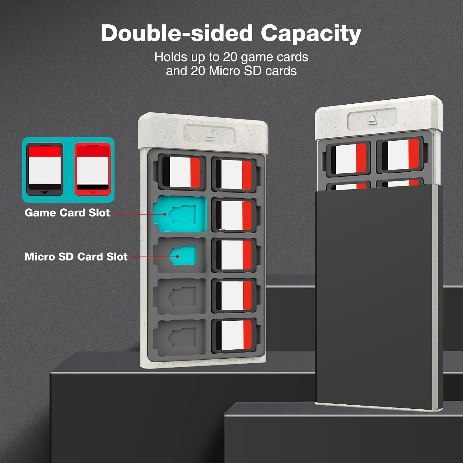 ESTUCHE PARA JUEGOS SWITCH HEIYING CON 40 RANURAS PARA TARJETAS SWITCH 2 Y MICRO SD - 2