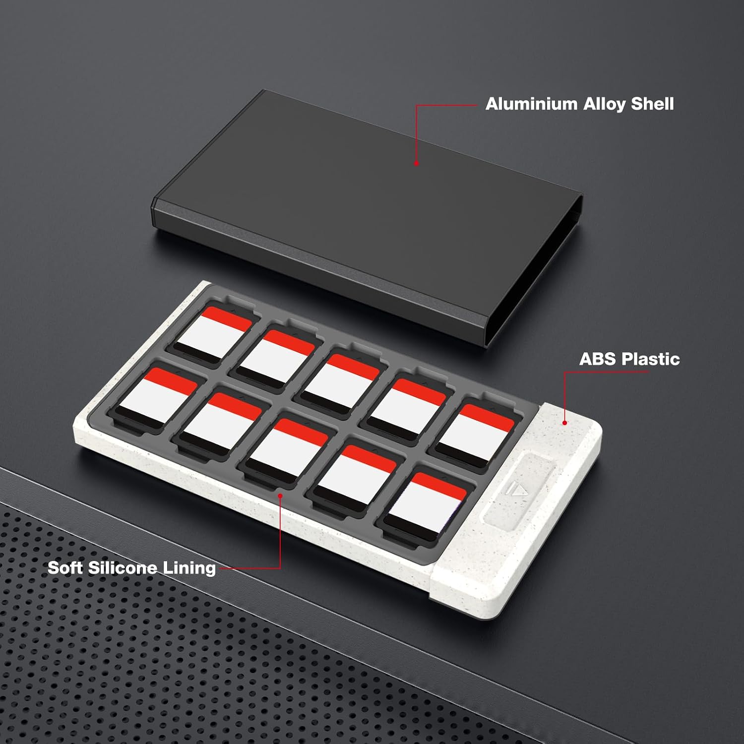ESTUCHE PARA JUEGOS SWITCH HEIYING CON 40 RANURAS PARA TARJETAS SWITCH 2 Y MICRO SD - 4