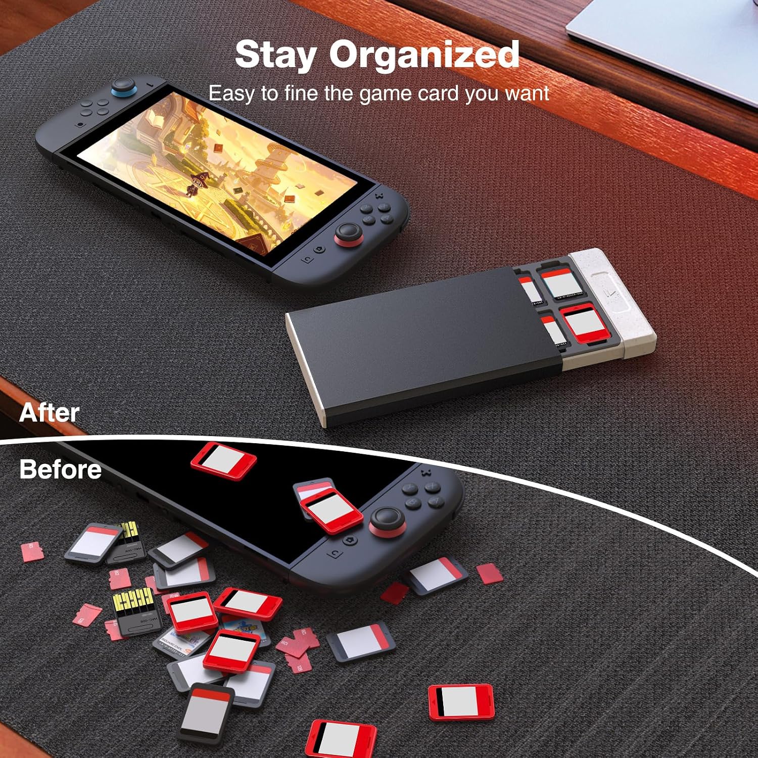 ESTUCHE PARA JUEGOS SWITCH HEIYING CON 40 RANURAS PARA TARJETAS SWITCH 2 Y MICRO SD - 5