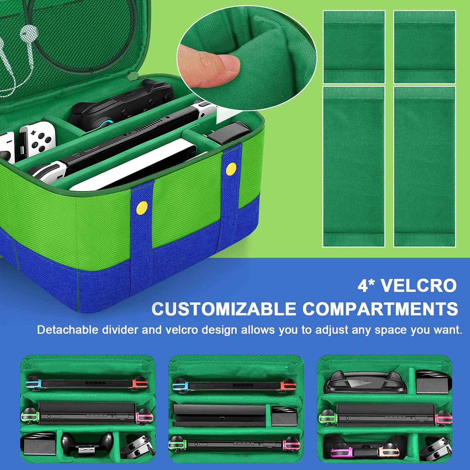 ESTUCHE PARA NINTENDO SWITCH VADAXX VERDE IMPERMEABLE Y PORTÁTIL - 3
