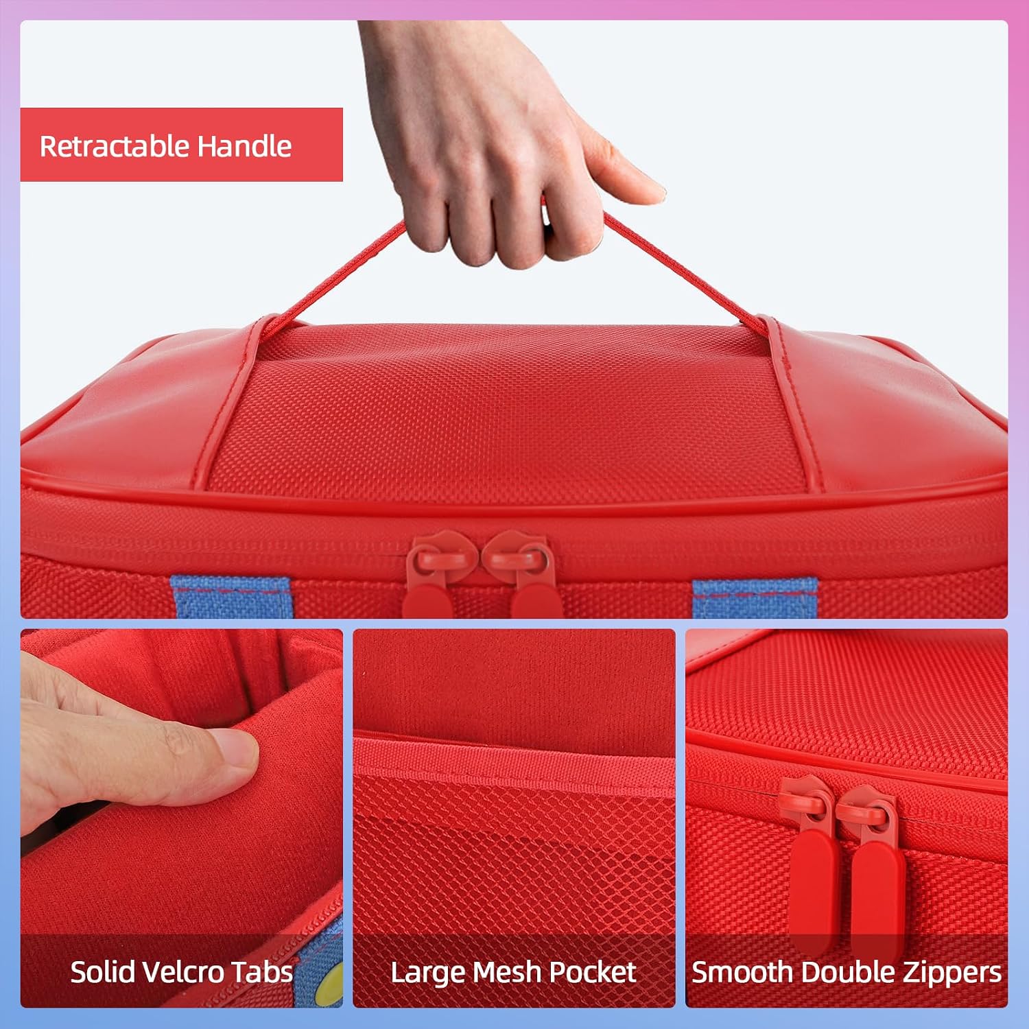 ESTUCHE PARA NINTENDO SWITCH VADAXX ROJO GRANDE IMPERMEABLE Y PORTÁTIL - 5