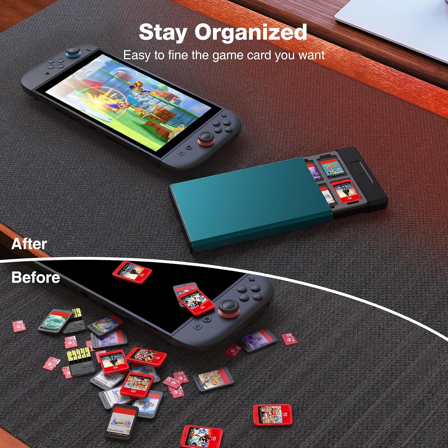 ESTUCHE PARA JUEGOS SWITCH HEIYING CON 40 RANURAS PARA TARJETAS SWITCH 2 Y MICRO SD - 5