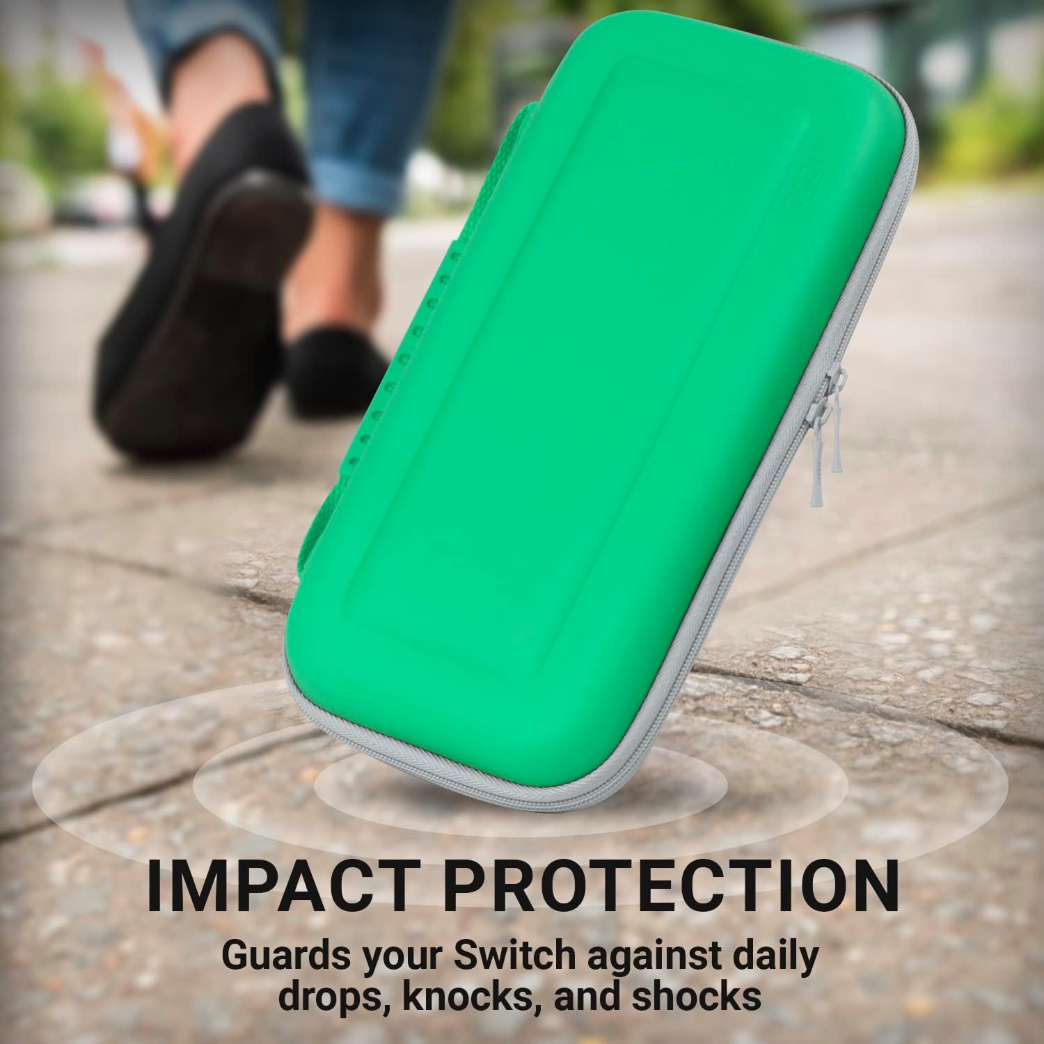 ESTUCHE ORZLY PARA NINTENDO SWITCH OLED CON COMPARTIMENTO PARA ACCESORIOS Y JUEGOS VERDE Y BLANCO - 4