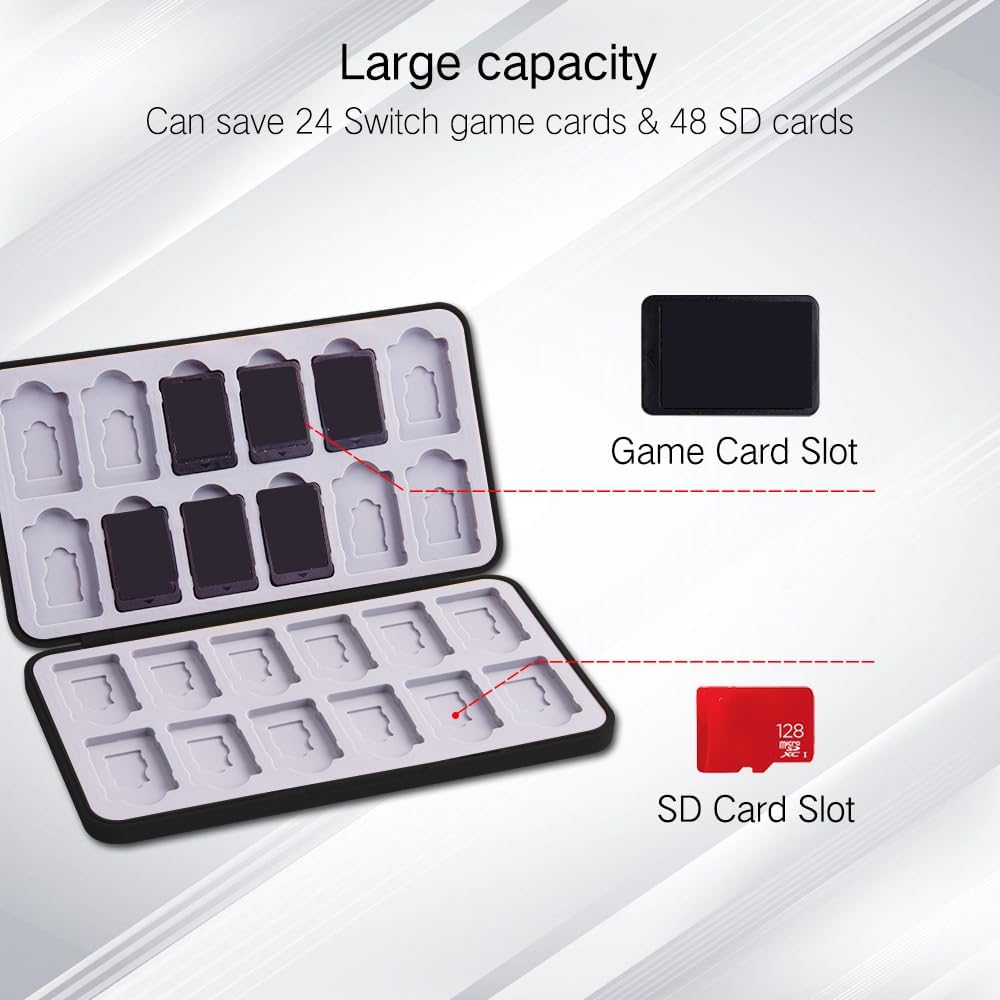 ESTUCHE PARA TARJETAS DE JUEGO PERFECTSIGHT PARA NINTENDO SWITCH 2 / LITE / OLED 24 JUEGOS Y 48 SD NEGRO - 2