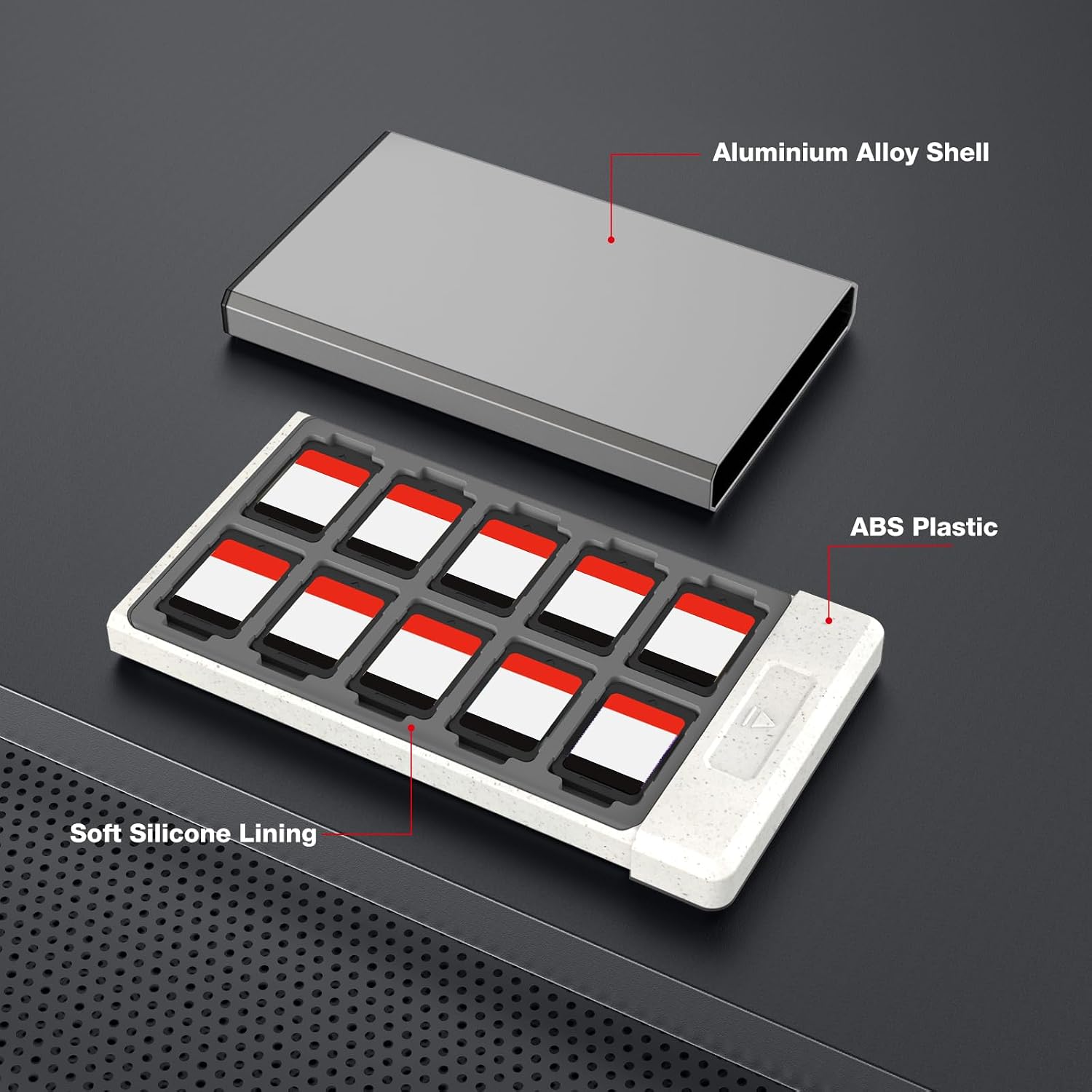 ESTUCHE PARA JUEGOS SWITCH HEIYING CON 40 RANURAS PARA SWITCH 2 Y TARJETAS MICRO SD - 4
