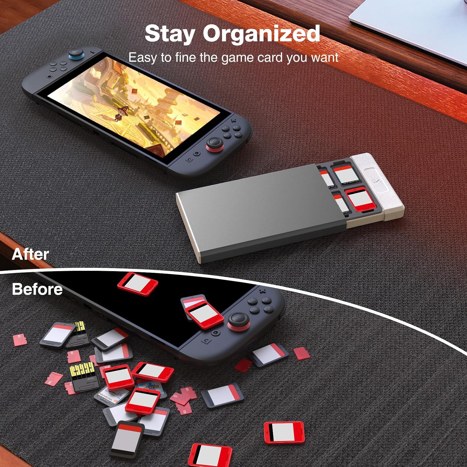 ESTUCHE PARA JUEGOS SWITCH HEIYING CON 40 RANURAS PARA SWITCH 2 Y TARJETAS MICRO SD - 5