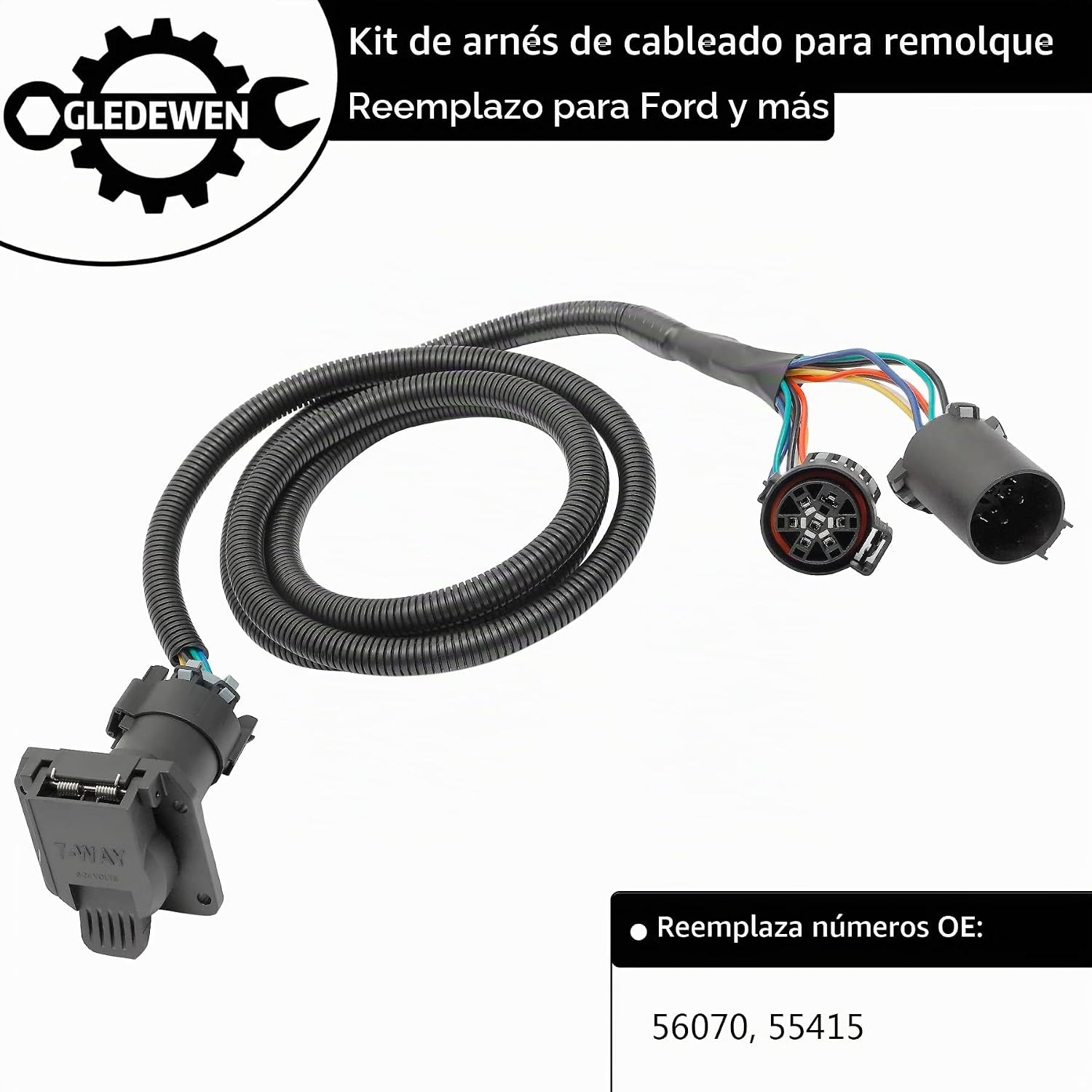 KIT DE ARNÉS DE CABLEADO PARA REMOLQUE 7 PINES GLEDEWEN COMPATIBLE CON FORD F150 F250 1997-2021 - 3