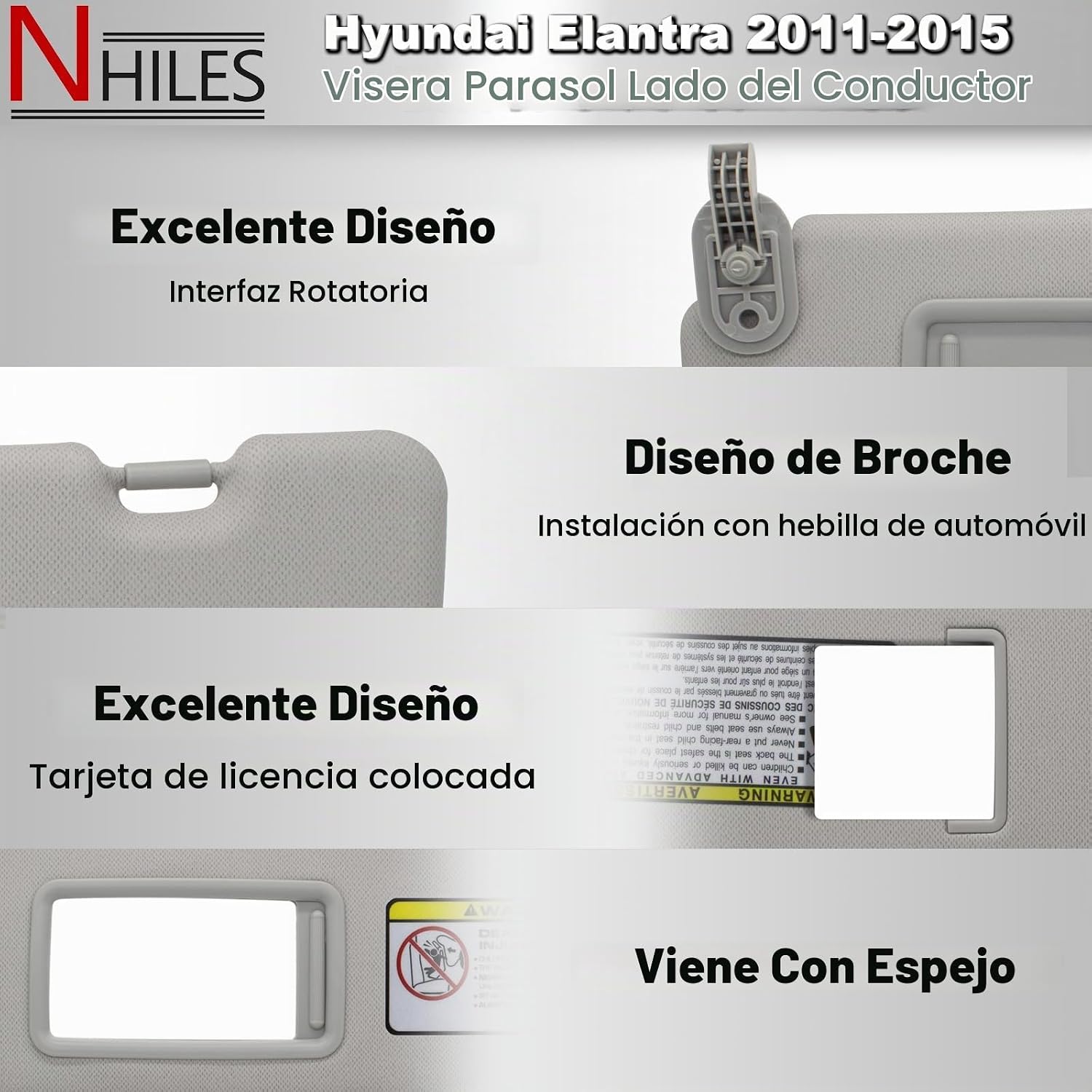PARASOL PARA HYUNDAI ELANTRA 2011-2015 LADO CONDUCTOR Y PASAJERO NHILES GRIS - 3