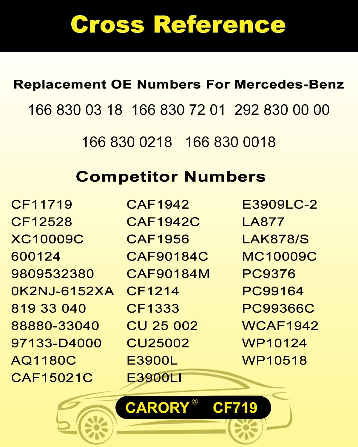 FILTRO DE HABITÁCULO CARORY CON CARBÓN ACTIVADO PARA MERCEDES BENZ GLE350 2016-2018 Y OTROS MODELOS - 4