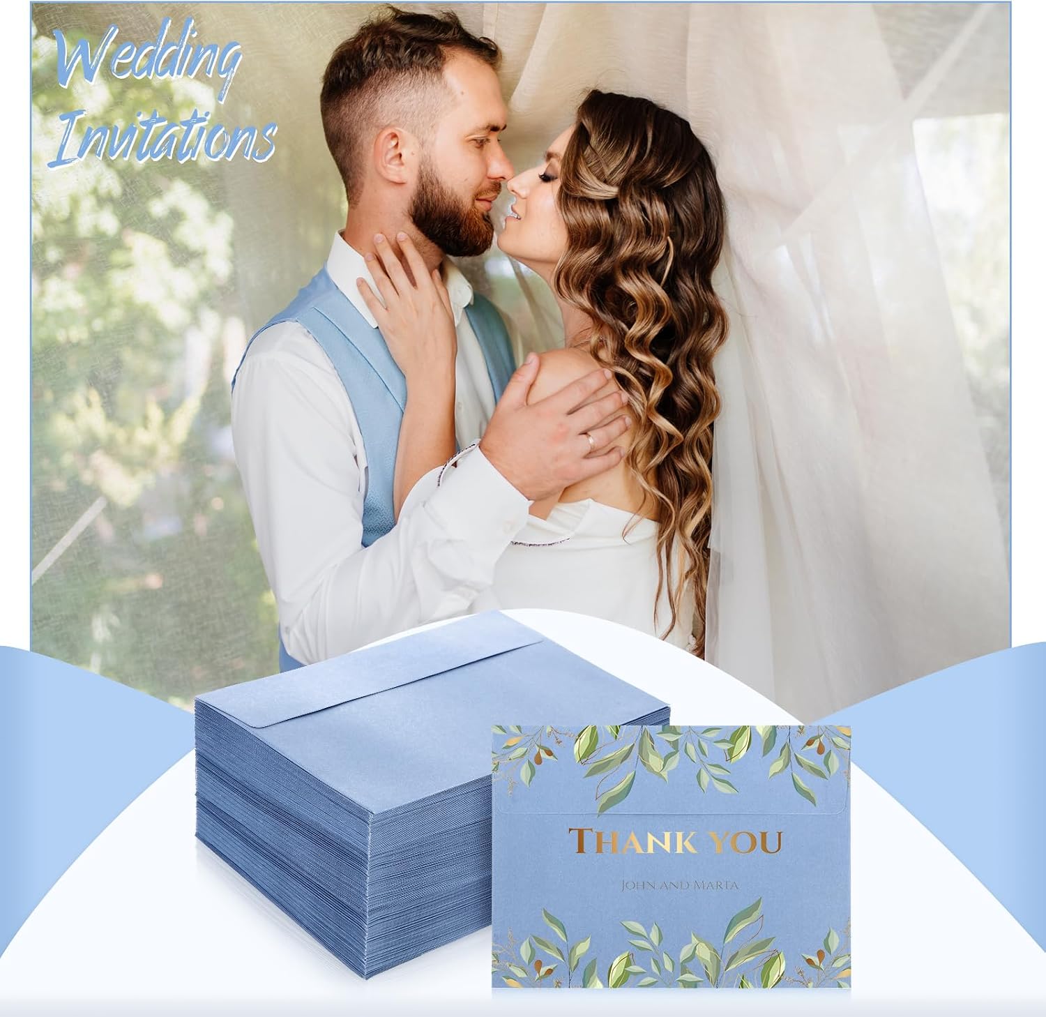 SOBRES PARA INVITACIONES CTOSREE A7 200 UNIDADES AZUL POLVORIENTO 120 GSM - 3