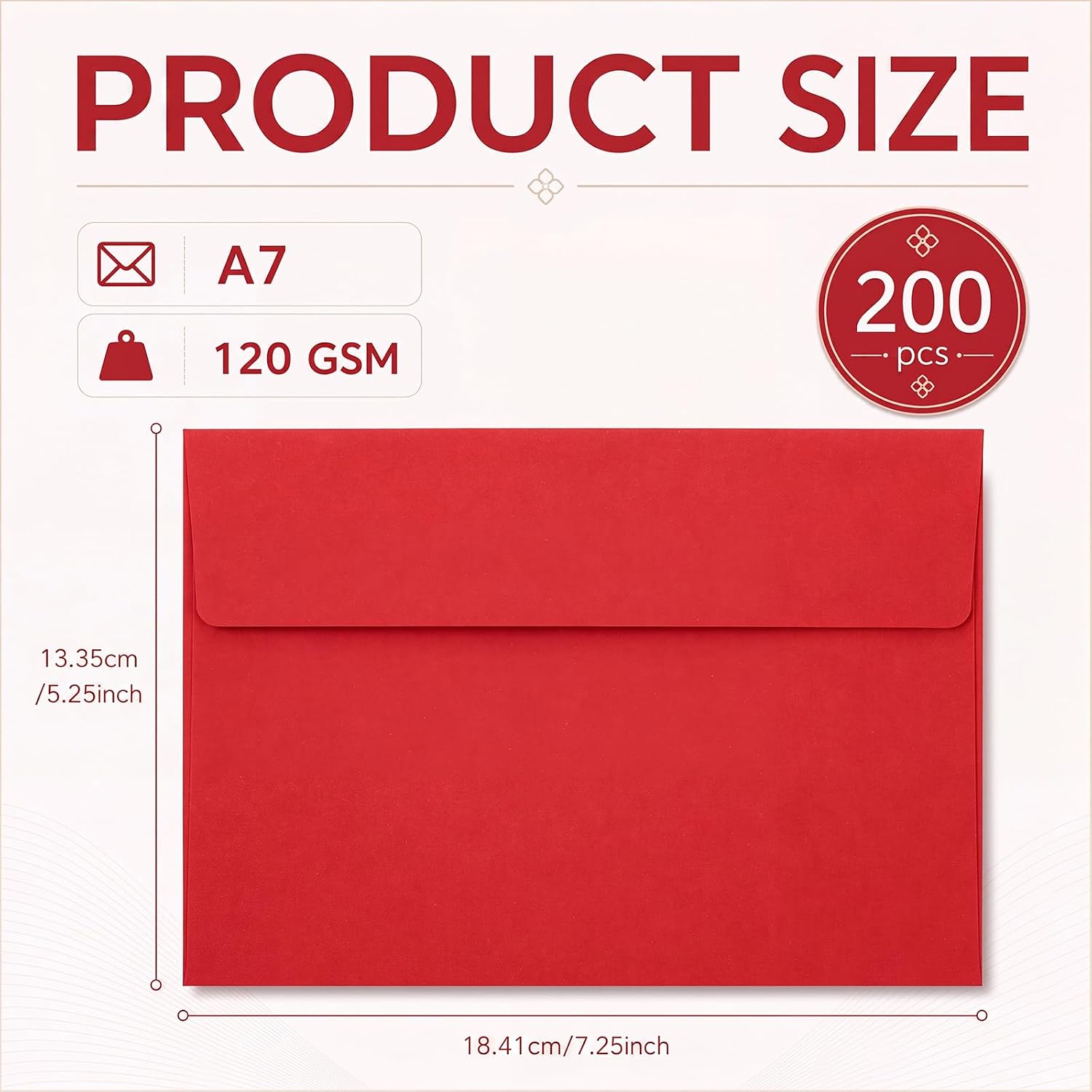 SOBRES PARA INVITACIONES CTOSREE A7 200 UNIDADES ROJO 120 GSM - 2