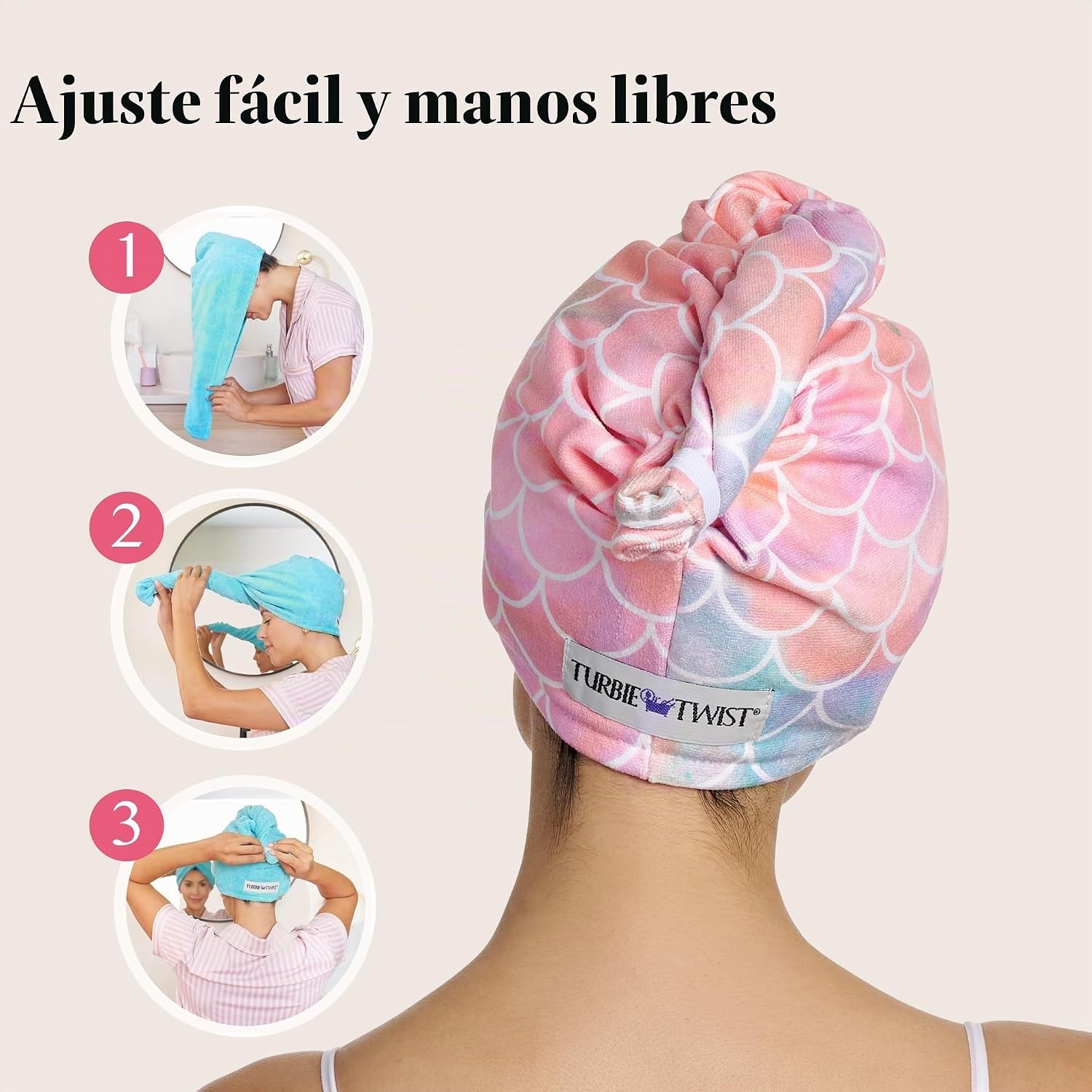 TOALLA PARA CABELLO TURBIE TWIST MICROFIBER MERMAID 2 UNIDADES - 5