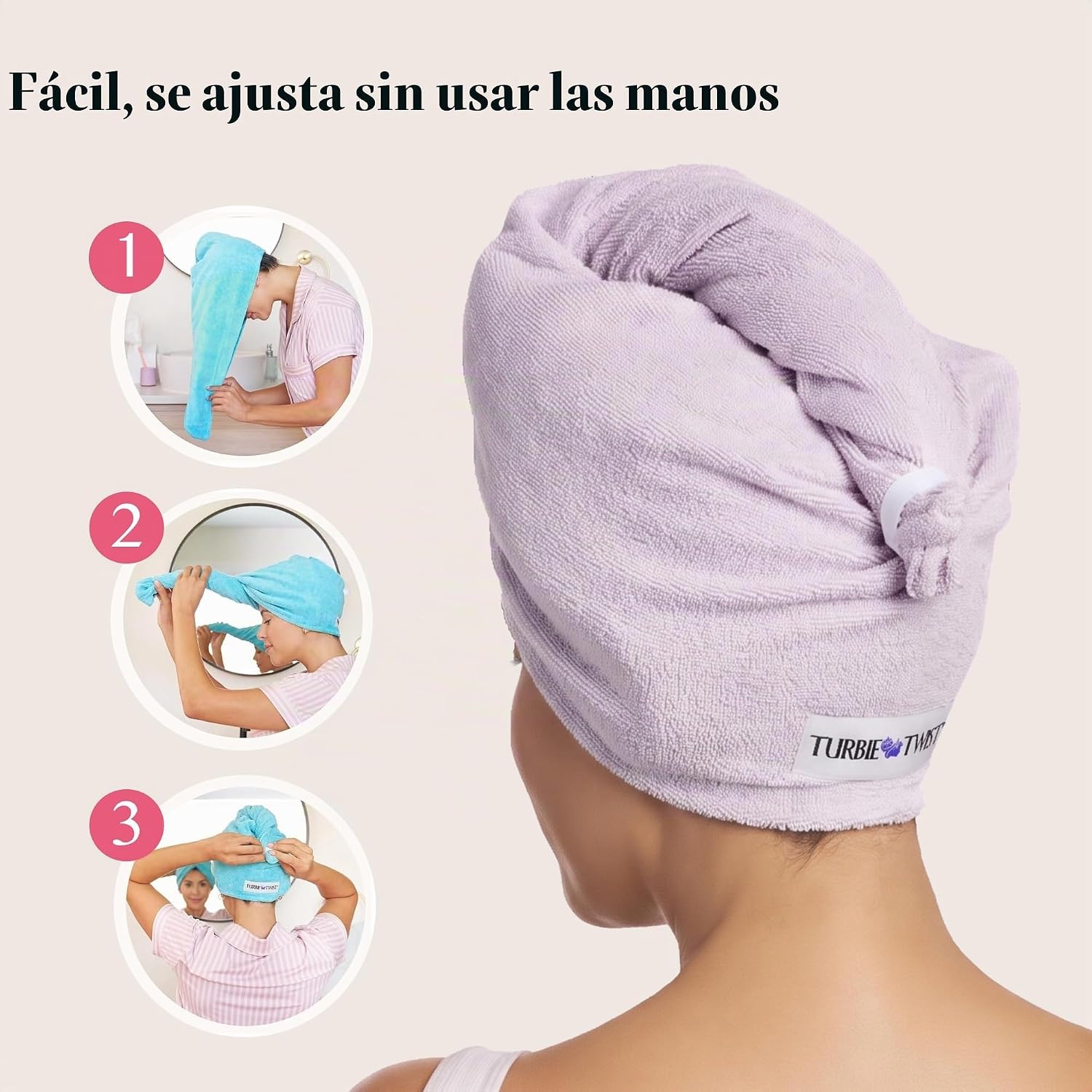 TOALLA PARA CABELLO TURBIE TWIST MICROFIBRA 4 COLORES - 5