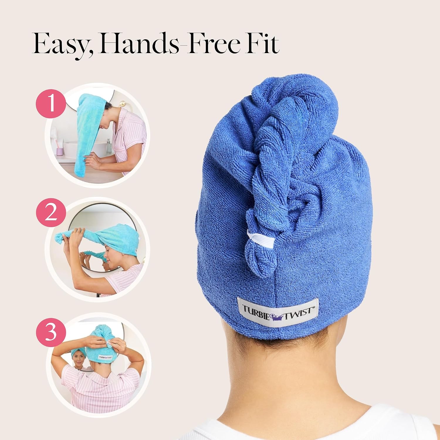 TOALLA PARA CABELLO TURBIE TWIST MICROFIBER DAZZLING BLUE Y WINDSURFER 2 UNIDADES - 5