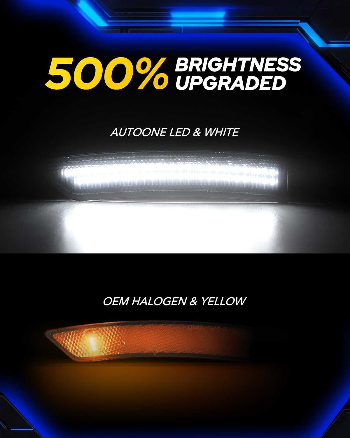 LUZ LED SECUENCIAL LATERAL BLANCA AUTOONE PARA FORD MUSTANG 2024-2025 - 2