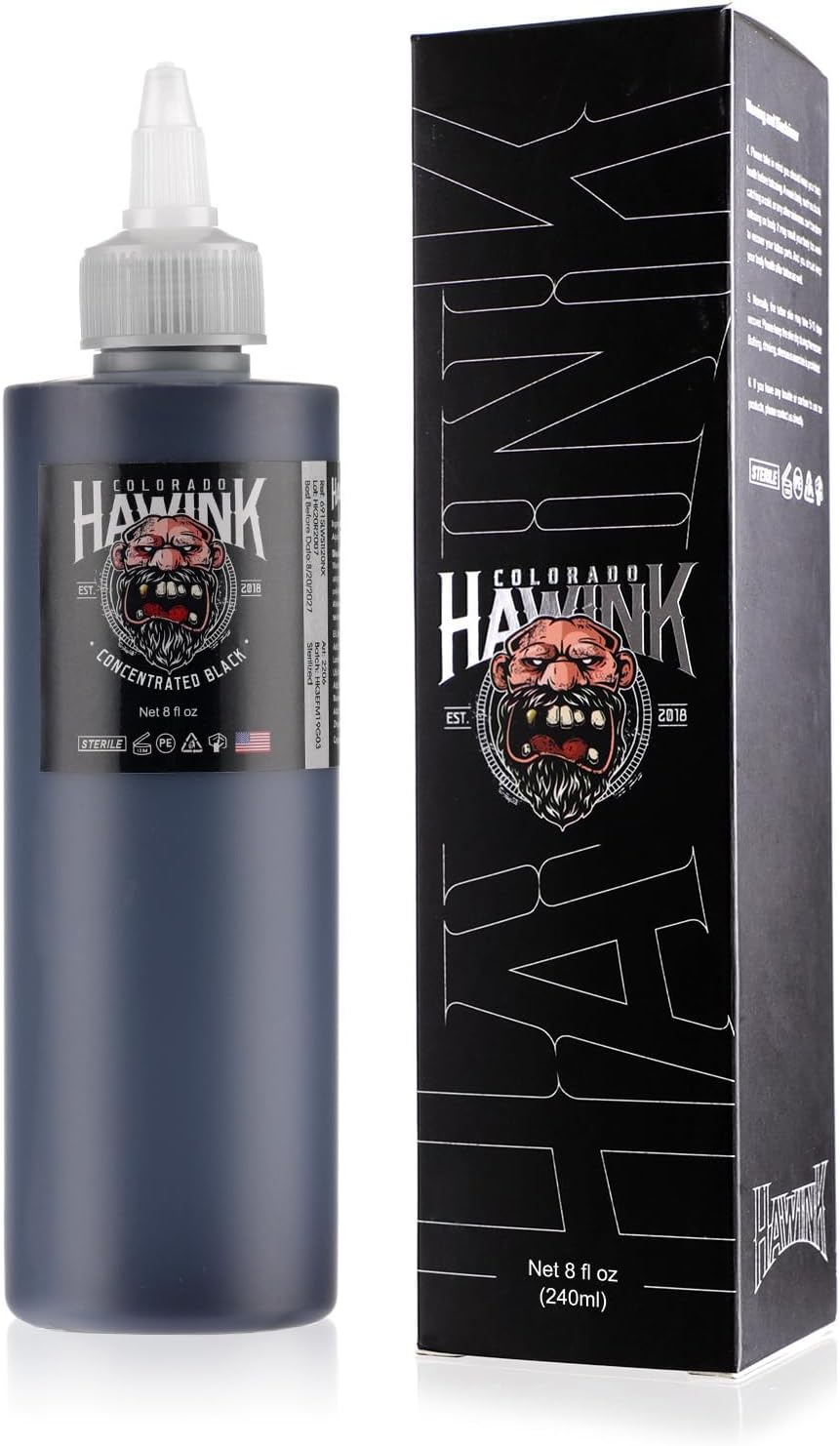 TINTA PARA TATUAJES HAWINK BLACK TATTOO INK 240ML VEGANA - 1