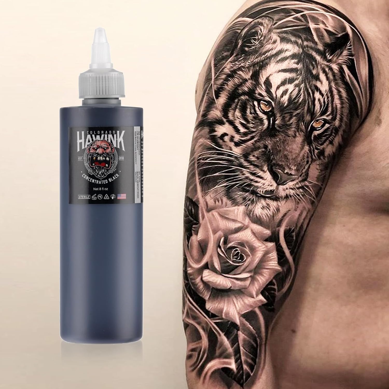 TINTA PARA TATUAJES HAWINK BLACK TATTOO INK 240ML VEGANA - 3