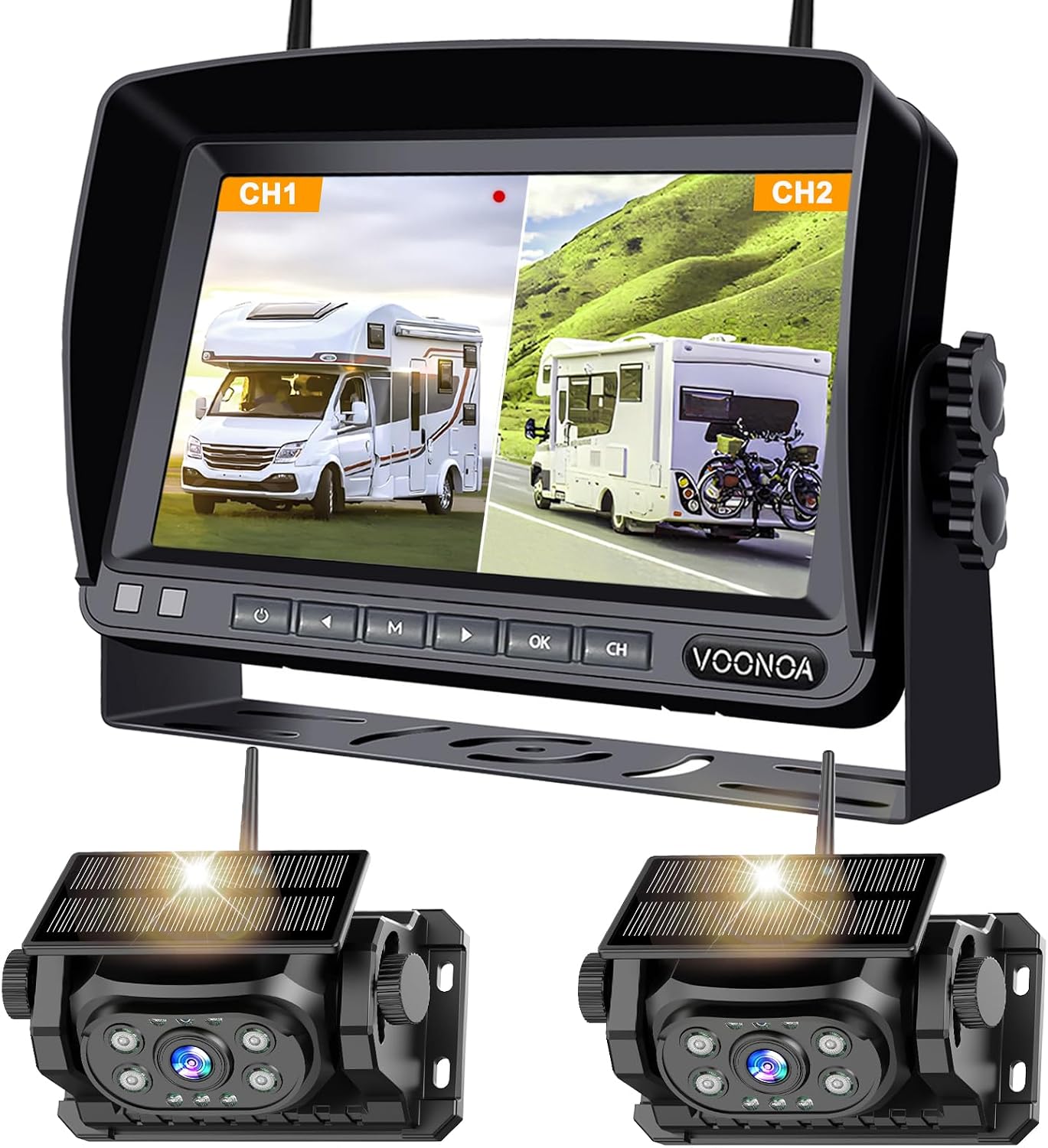 CÁMARA DE REVERSA INALÁMBRICA MAGNÉTICA VOONOA 2 CON MONITOR HD 7'' 1080P Y BATERÍA RECARGABLE 15000MAH - 1