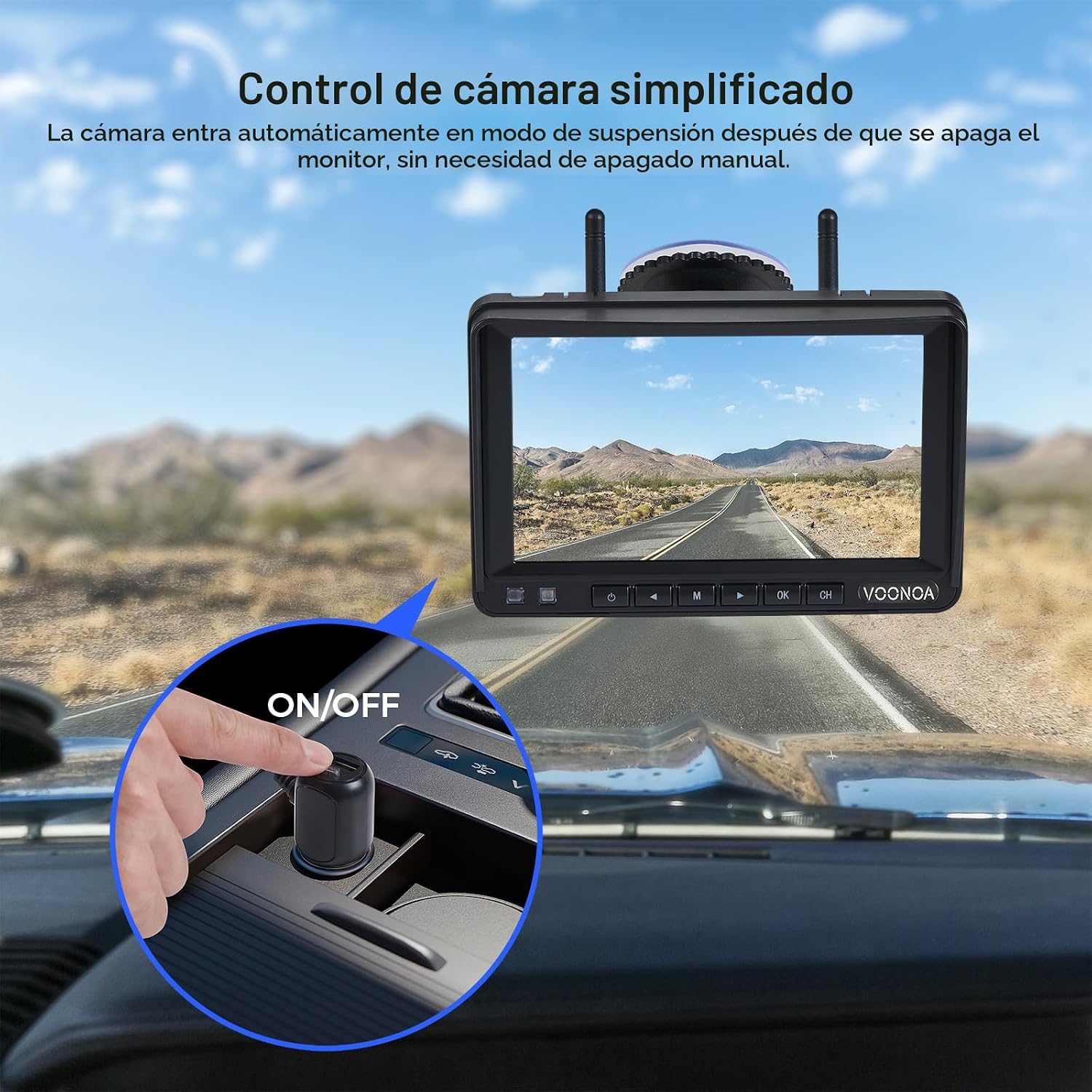 CÁMARA DE REVERSA INALÁMBRICA MAGNÉTICA VOONOA 2 CON MONITOR HD 7'' 1080P Y BATERÍA RECARGABLE 15000MAH - 3