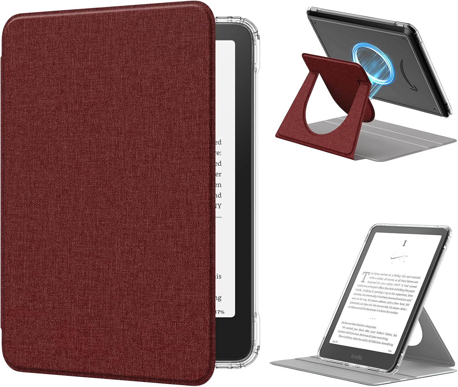 ESTUCHE MOKO 360° ROTATIVO DESMONTABLE PARA EBOOK READER 7' VINO DENIM - 1