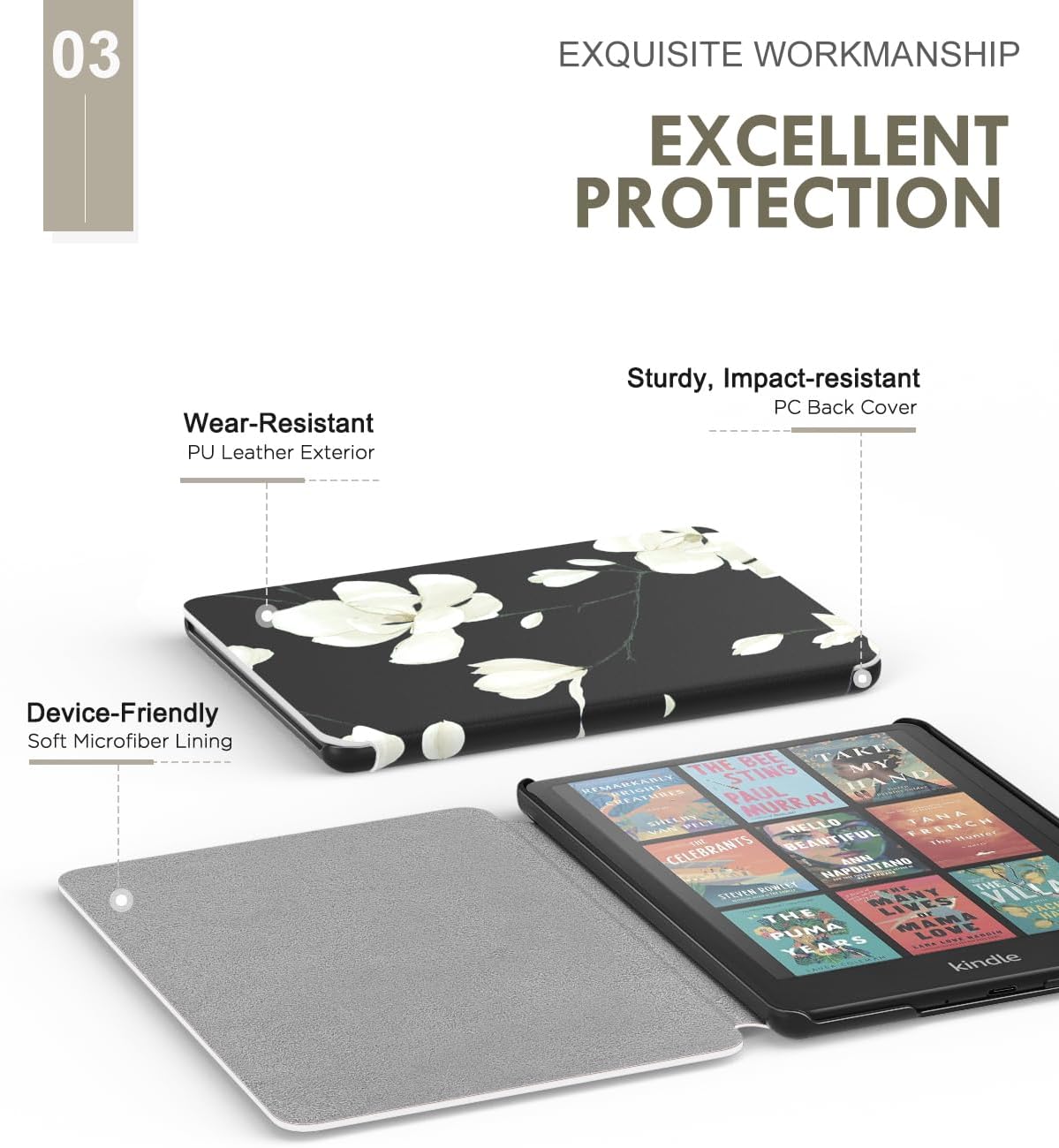 ESTUCHE MOKO PARA KINDLE PAPERWHITE 7' 12ª GEN 2024 COLORSOFT MAGNOLIA - 4