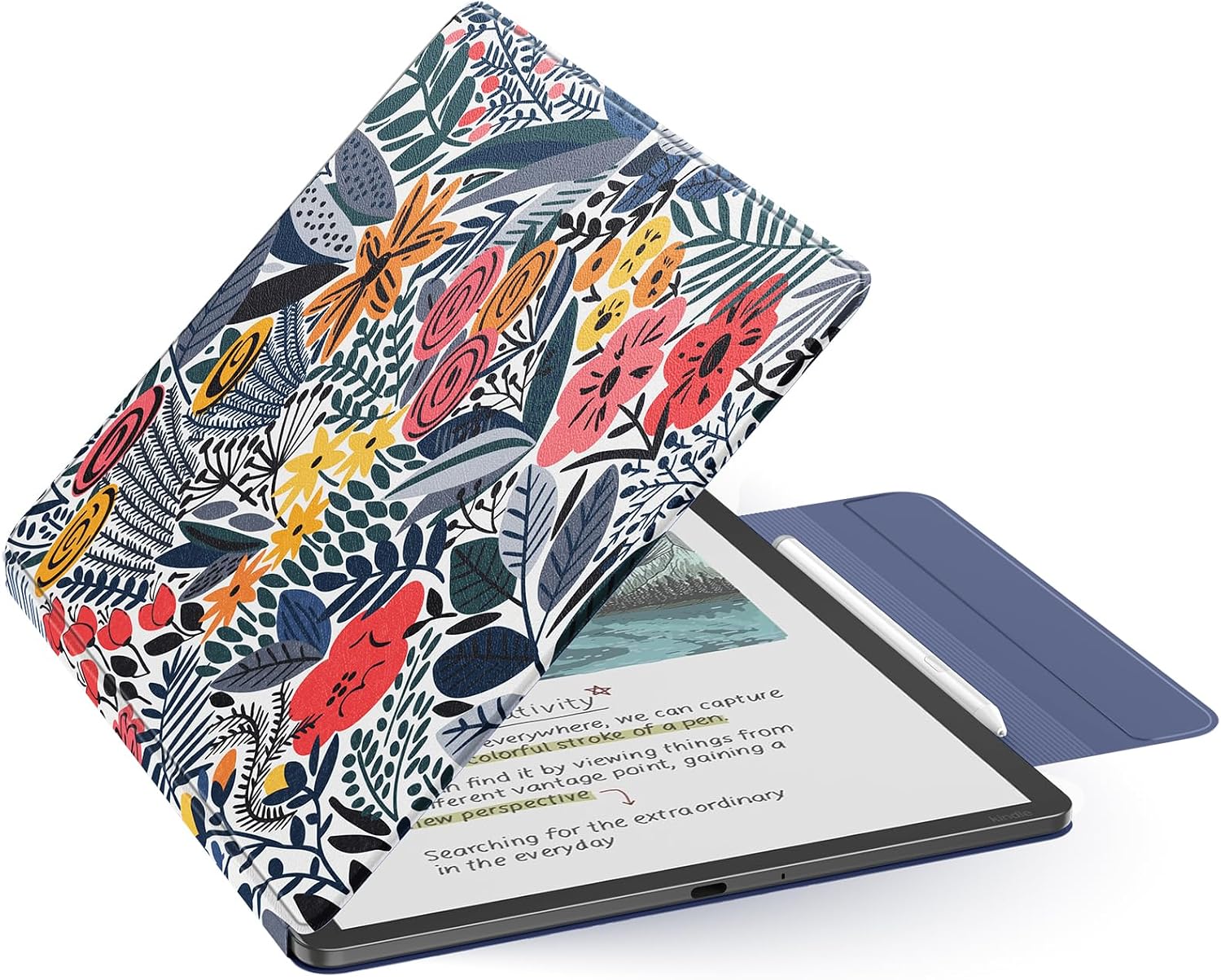 ESTUCHE MOKO PARA KINDLE SCRIBE 11' 3RA GENERACIÓN Y COLORSOFT 1RA GENERACIÓN AZUL FLORAL - 1