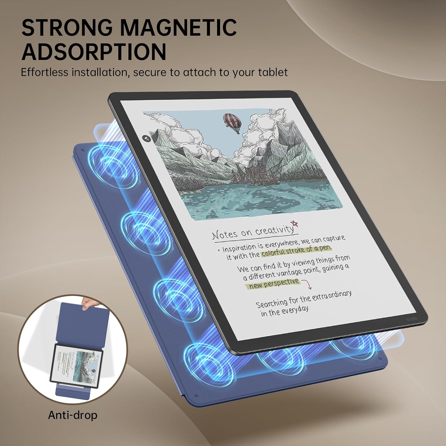 ESTUCHE MOKO PARA KINDLE SCRIBE 11' 3RA GENERACIÓN Y COLORSOFT 1RA GENERACIÓN AZUL FLORAL - 3