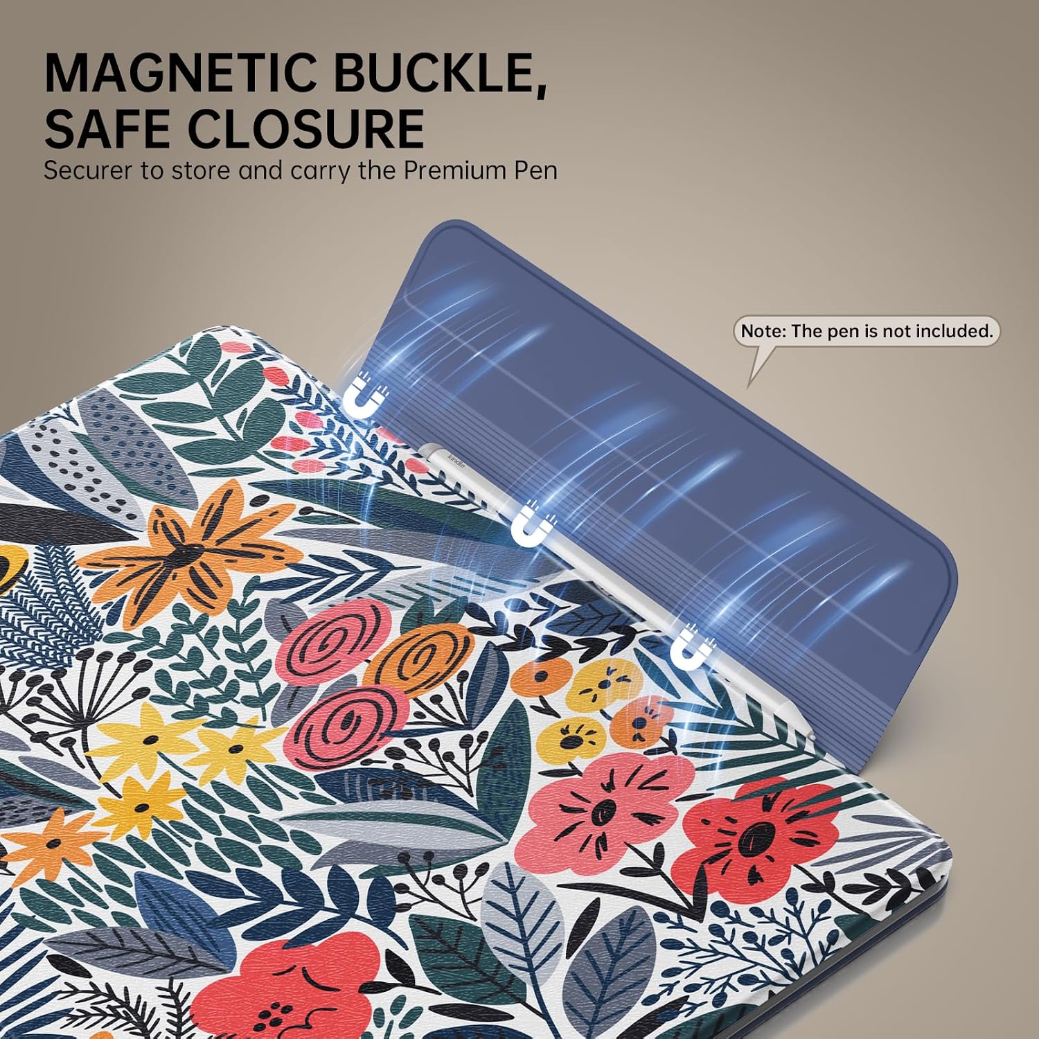 ESTUCHE MOKO PARA KINDLE SCRIBE 11' 3RA GENERACIÓN Y COLORSOFT 1RA GENERACIÓN AZUL FLORAL - 4