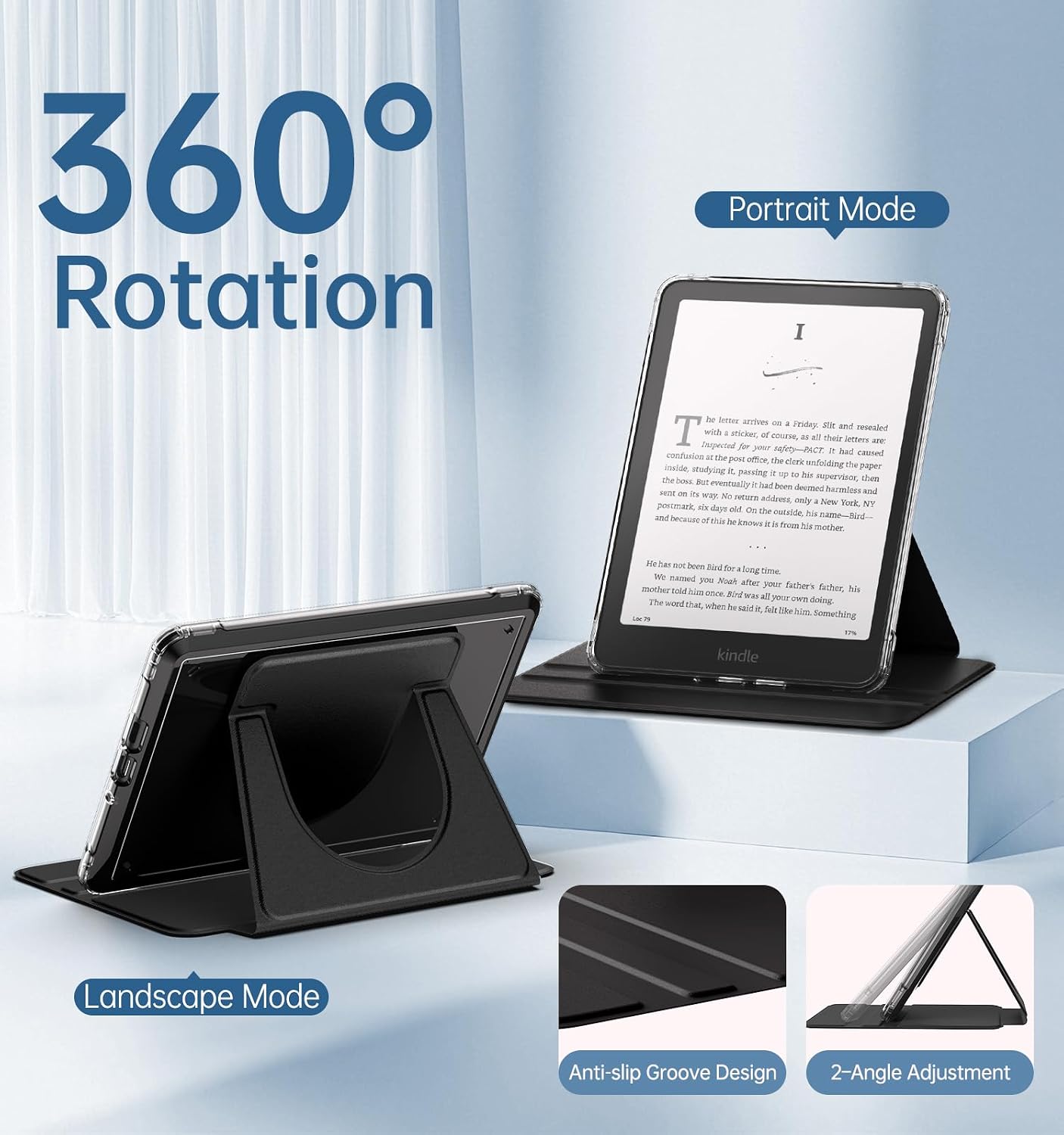 ESTUCHE MOKO 360° ROTATIVO DESMONTABLE PARA EBOOK READER 7' NEGRO SEDA - 4