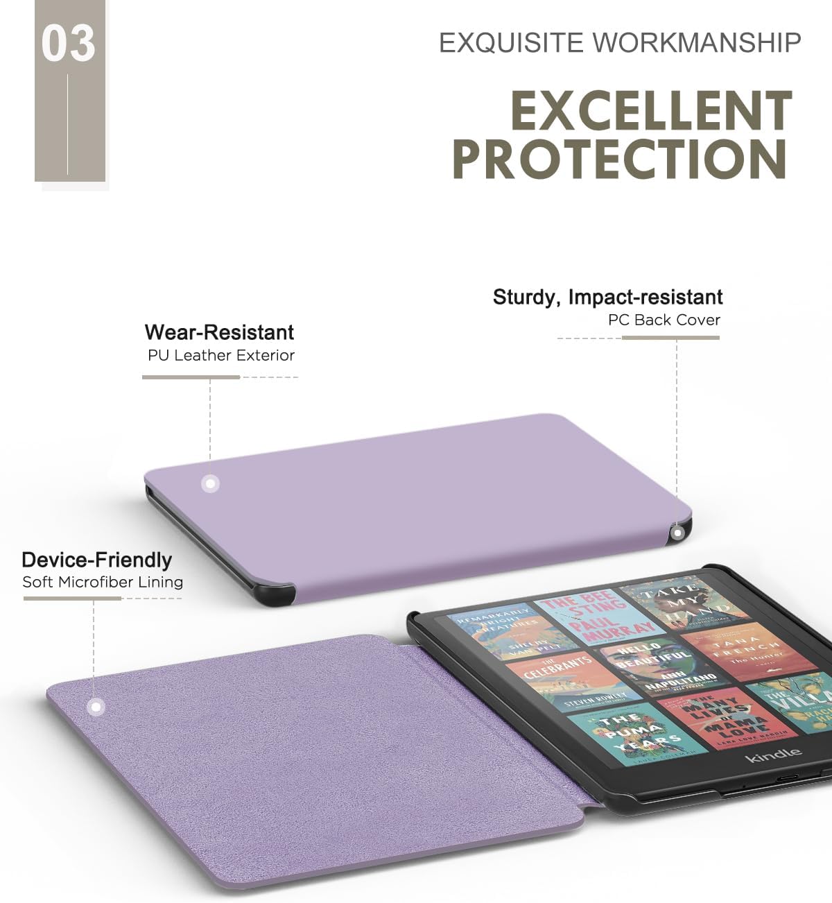 ESTUCHE MOKO PARA KINDLE PAPERWHITE 7' 12ª GEN 2024 COLORSOFT PÚRPURA TARO - 4
