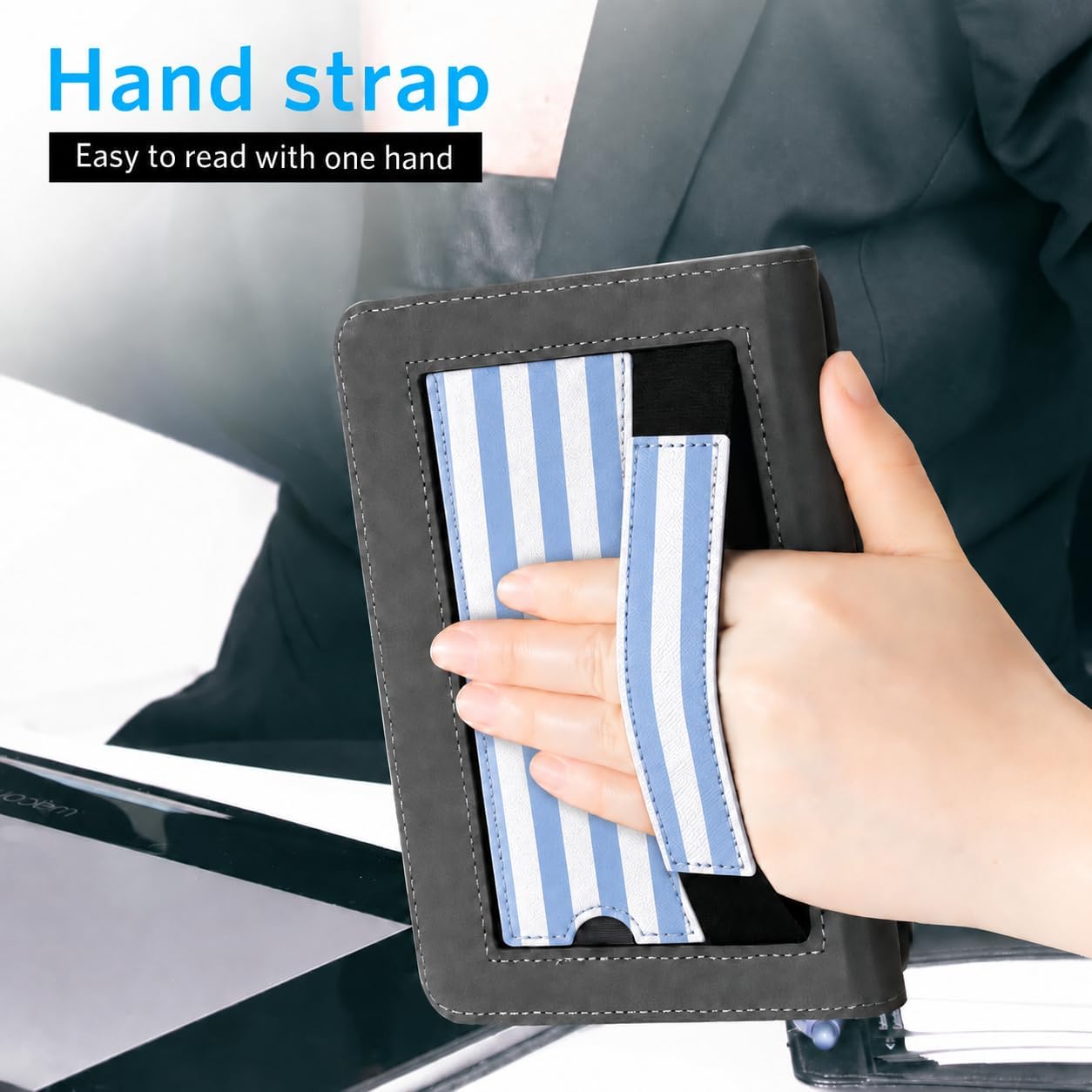 ESTUCHE COBAK 6 PULGADAS CON SOPORTE AZUL A RAYAS - 3