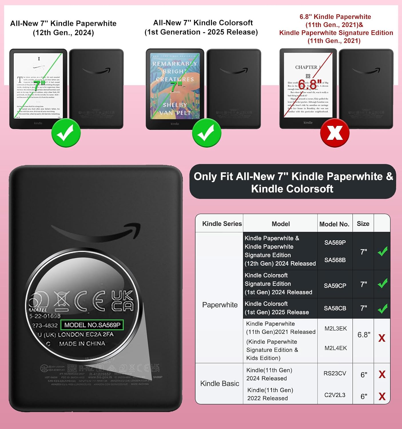ESTUCHE MOKO PARA KINDLE PAPERWHITE 7' 12ª GEN Y COLORSOFT 2024 ROSA GLITTER - 2