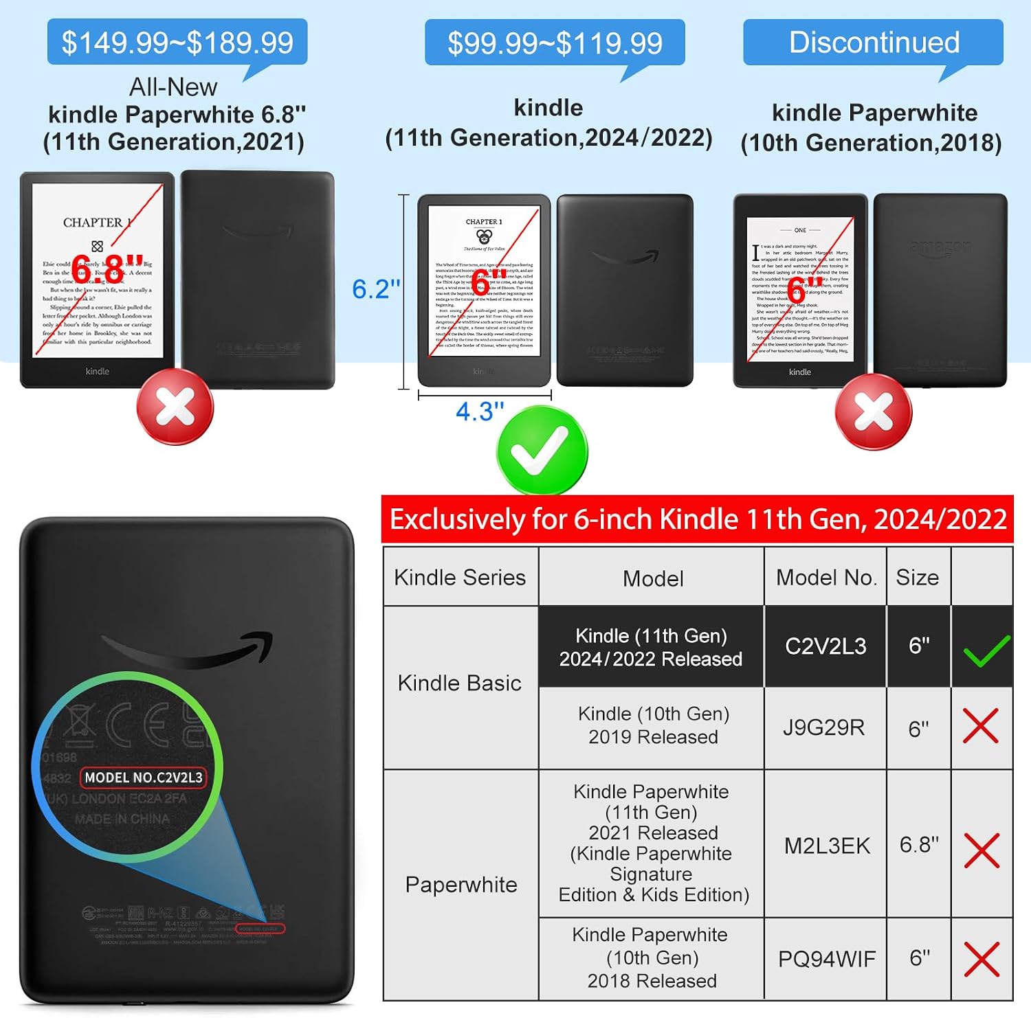 ESTUCHE COBAK CON SOPORTE PARA KINDLE 6 PULGADAS 2024 Y 2022 - 2