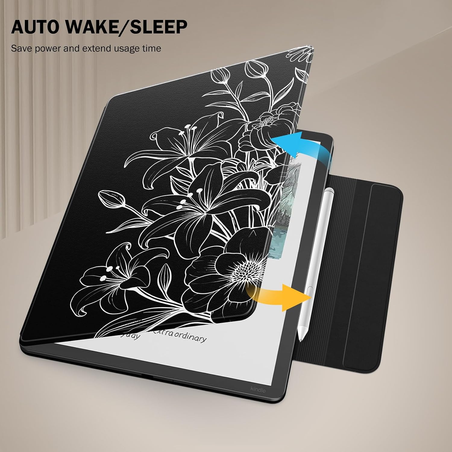 ESTUCHE MOKO PARA KINDLE SCRIBE 11' 3RA GEN Y COLORSOFT 1RA GEN 2025 FLOR LINEAL - 5