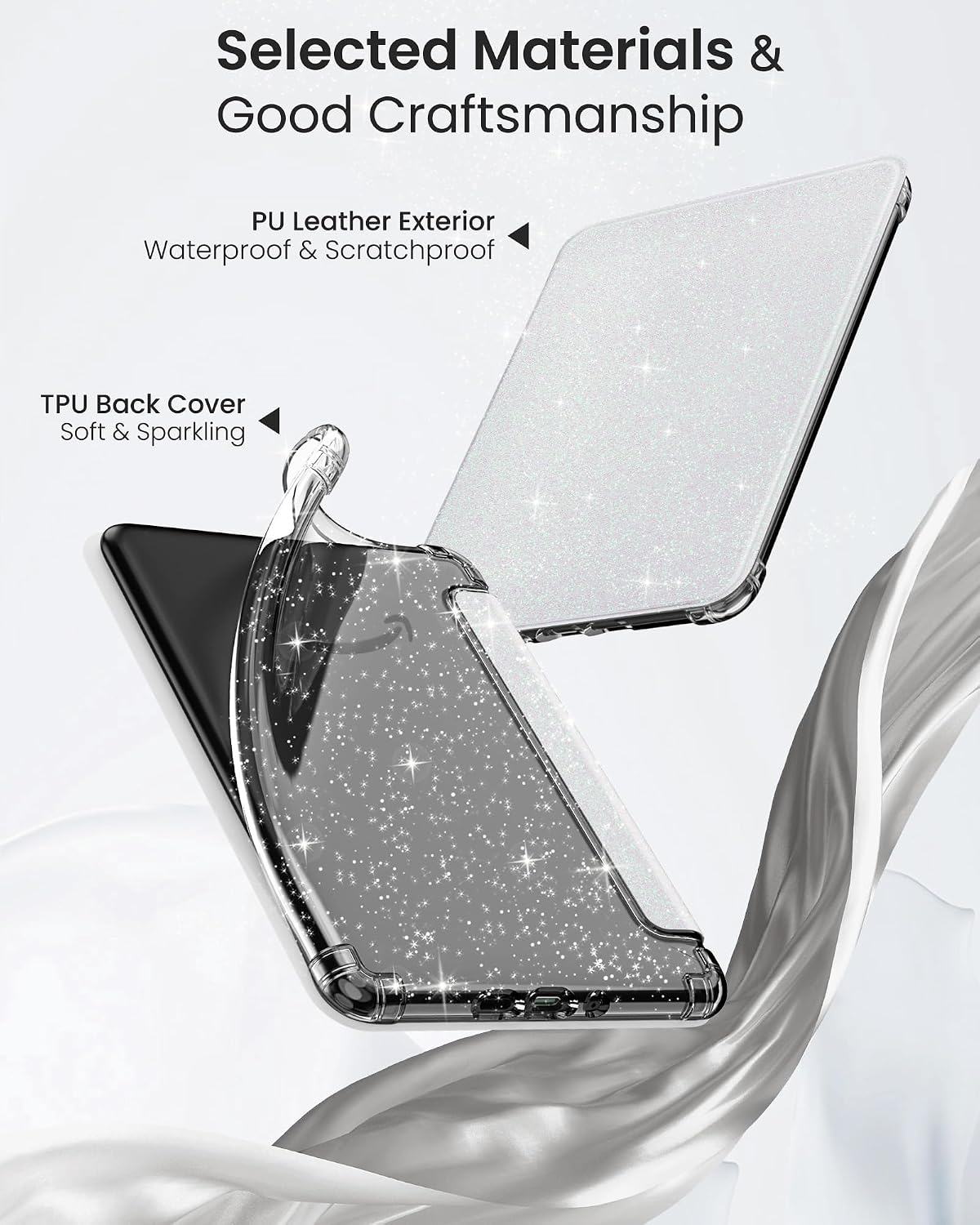ESTUCHE MOKO PARA KINDLE PAPERWHITE 7' 12ª GEN Y COLORSOFT 2024 BLANCO GLITTER - 4