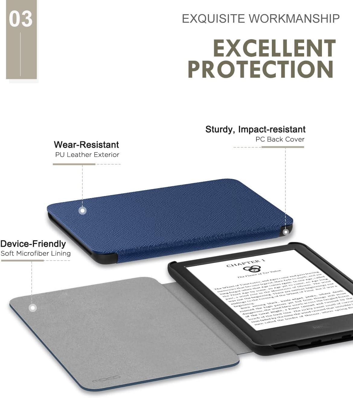 ESTUCHE MOKO PARA KINDLE BASIC 11ª GENERACIÓN 6 PULGADAS 2024/2022 INDIGO - 4