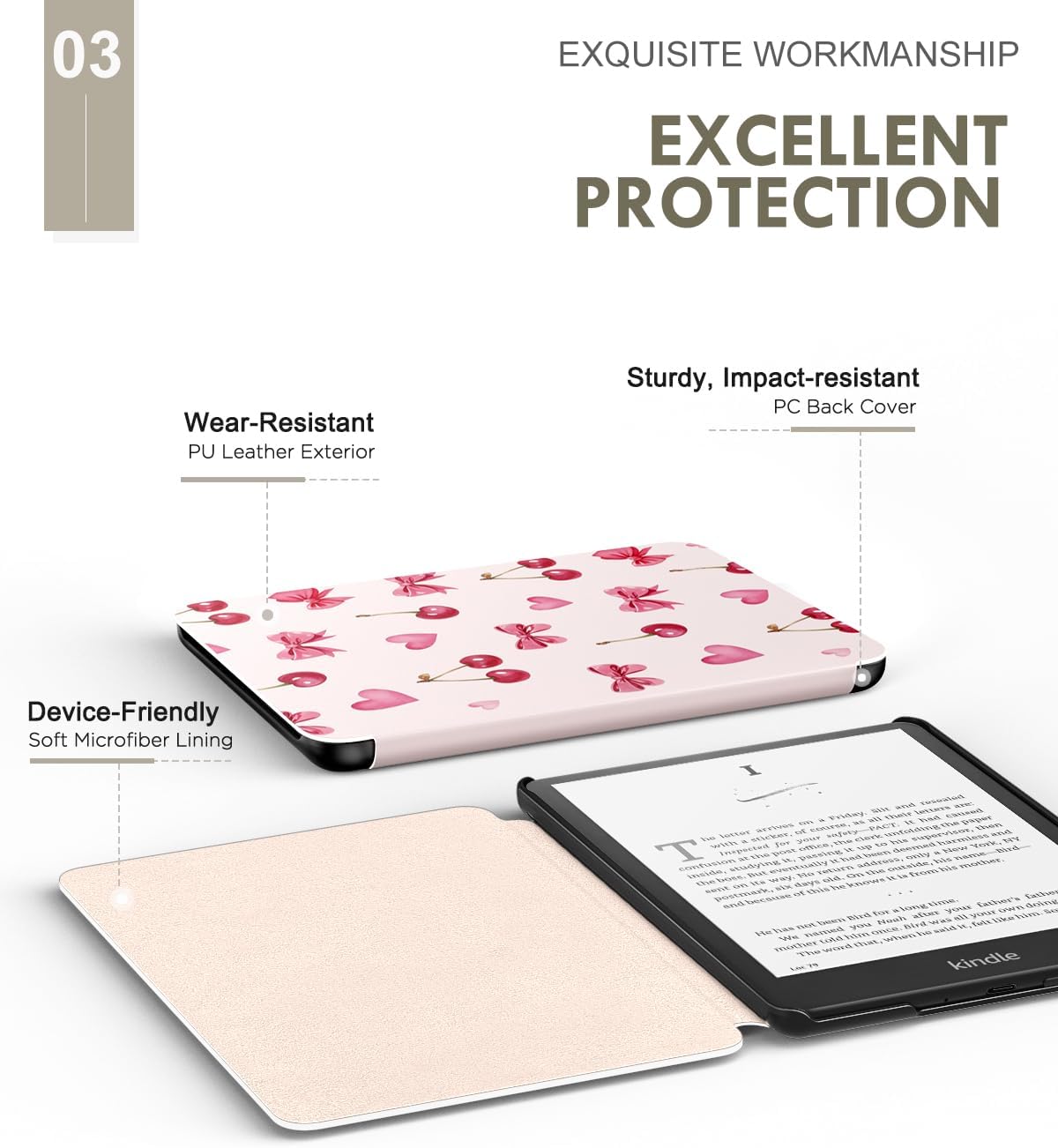 ESTUCHE MOKO PARA KINDLE PAPERWHITE 7' 12ª GEN 2024 COLORSOFT CEREZA - 4