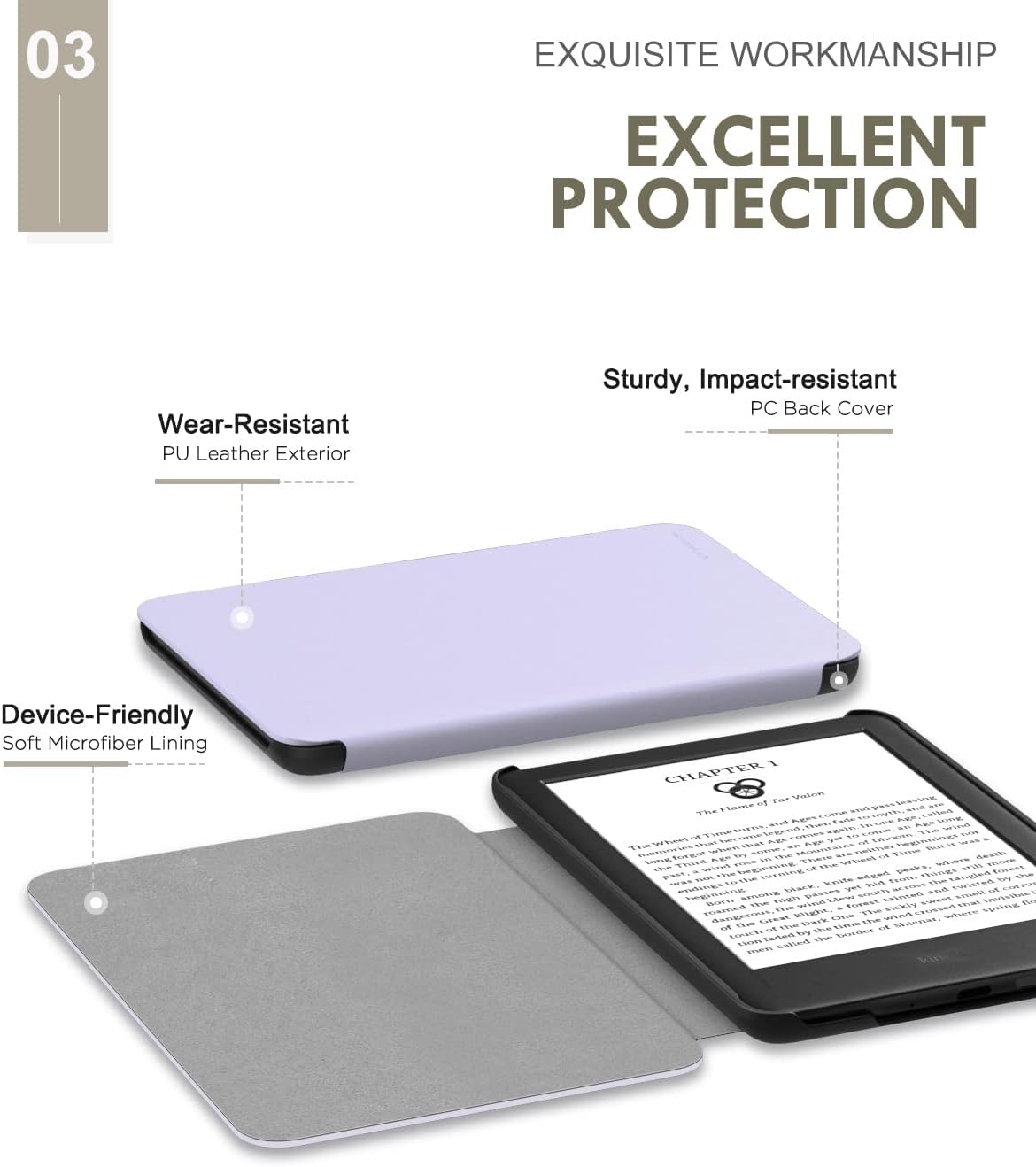 ESTUCHE MOKO PARA KINDLE BASIC 6' 11ª GENERACIÓN 2024/2022 PÚRPURA TARO - 4