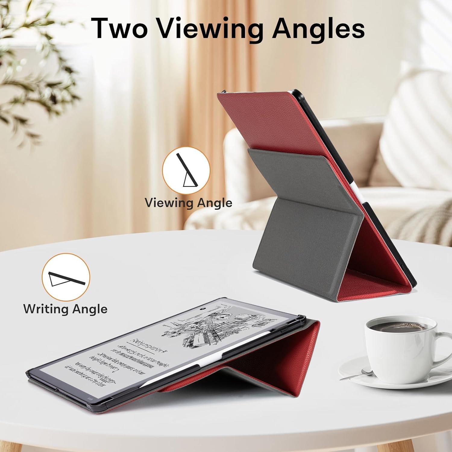 ESTUCHE COBAK PARA KINDLE SCRIBE 11' 3RA GENERACIÓN 2025 COLORSOFT PU LEATHER ROJO LICHI - 4