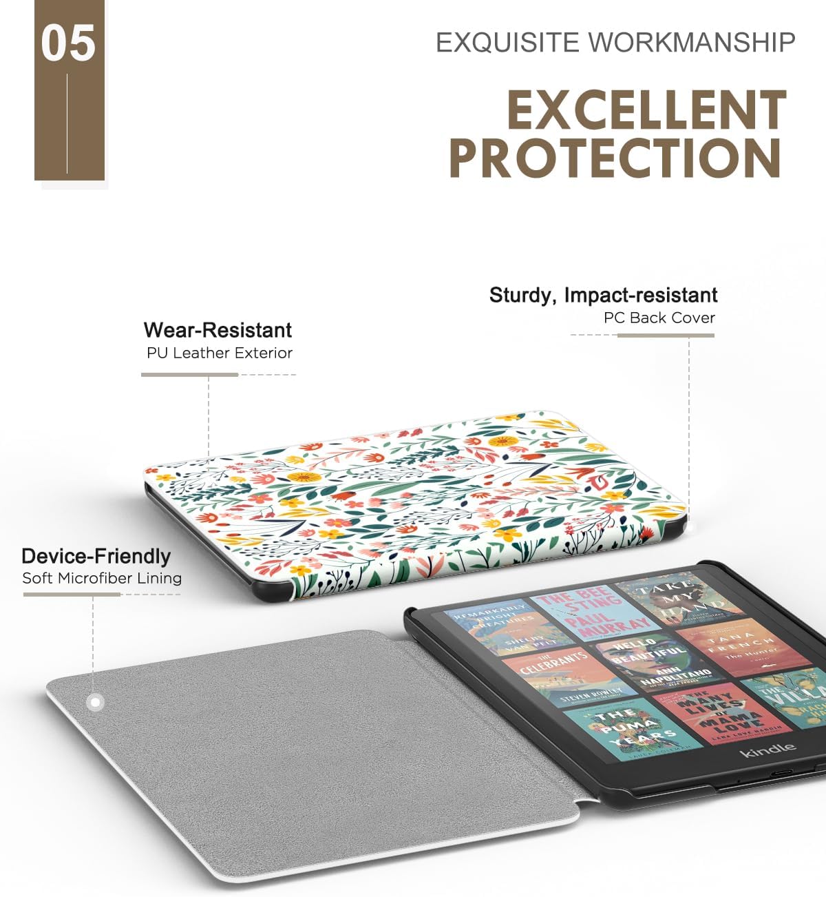 ESTUCHE MOKO PARA KINDLE PAPERWHITE 7' 12ª GEN 2024 FLORES - 5