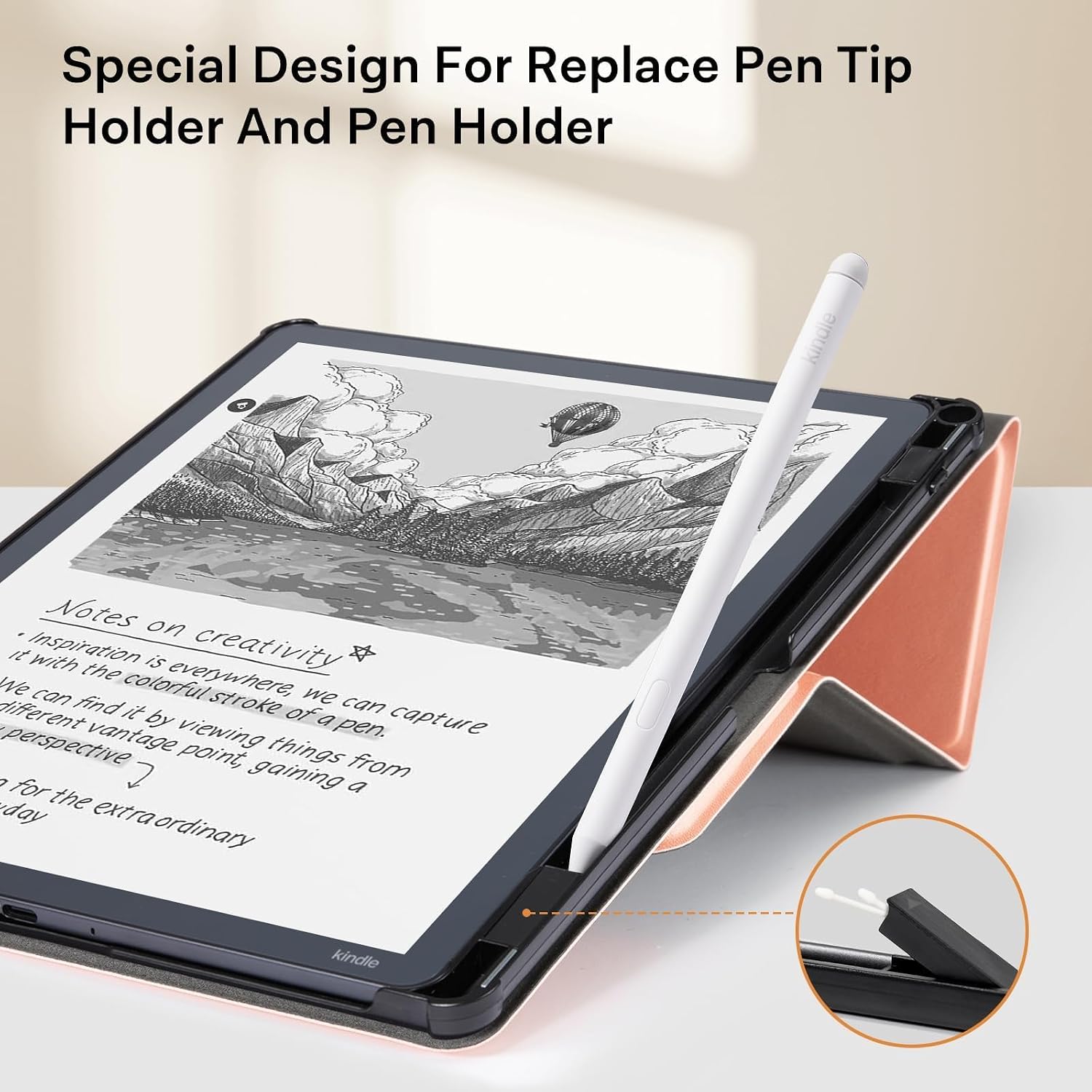 ESTUCHE COBAK PARA KINDLE SCRIBE 11' 3RA GENERACIÓN 2025 COLORSOFT PU LEATHER ROSADO OVEJA - 5
