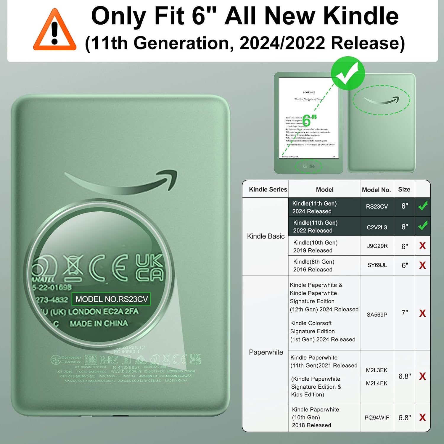ESTUCHE MOKO PARA KINDLE BASIC 6' 11ª GENERACIÓN 2024/2022 TURQUESA - 2