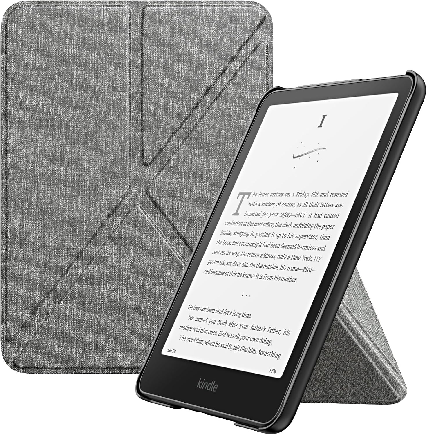 ESTUCHE MOKO PARA KINDLE PAPERWHITE 7' 12ª GENERACIÓN 2024 DENIM GRIS - 1