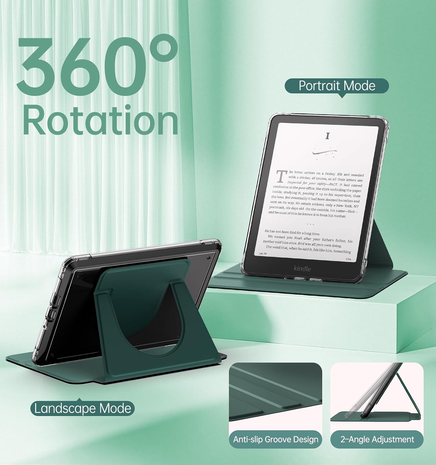 ESTUCHE MOKO GIRATORIO 360° PARA KINDLE PAPERWHITE 7' 12ª GEN 2024 Y COLORSOFT - 4
