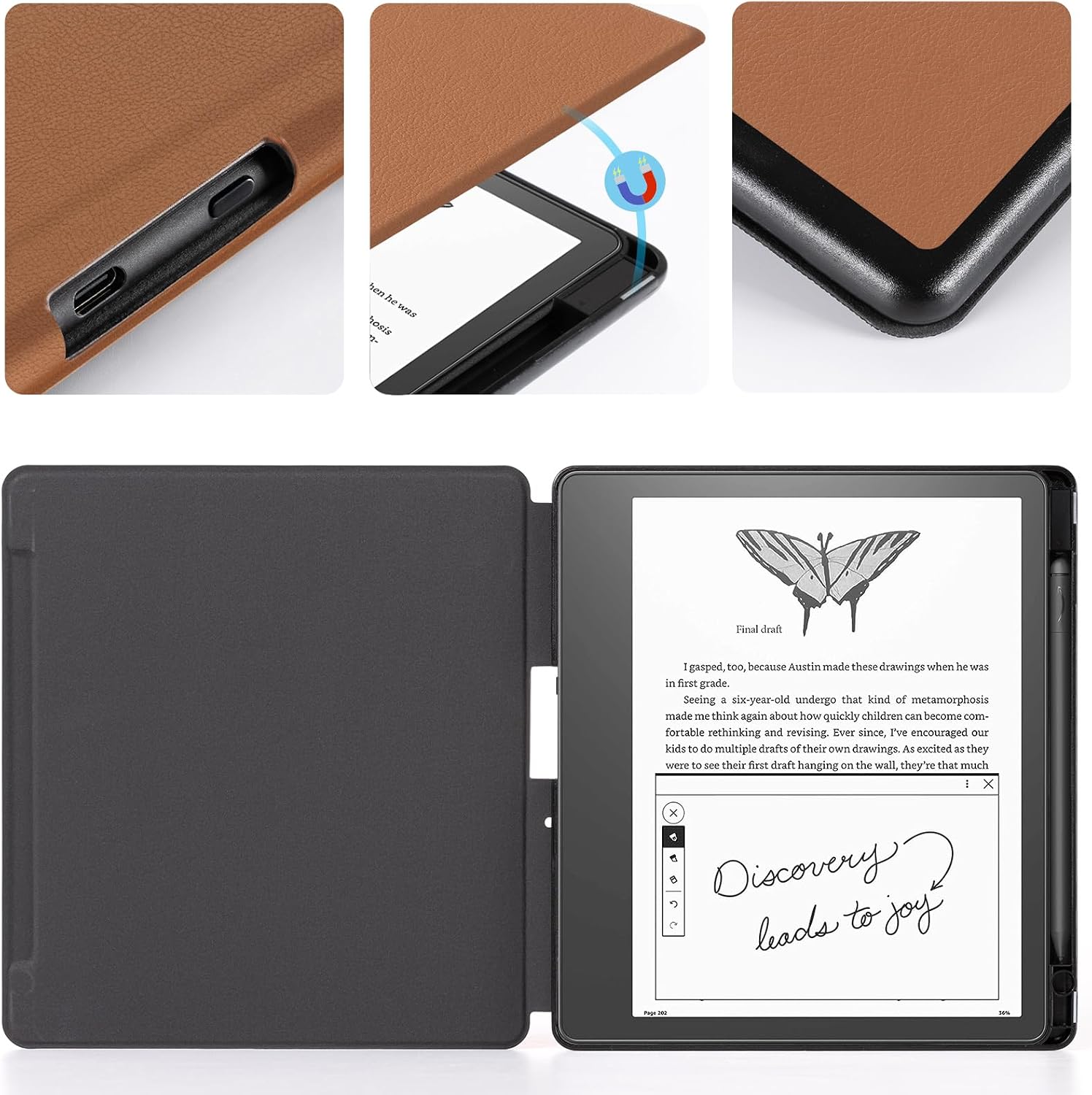 ESTUCHE PARA KINDLE SCRIBE COBAK PU LEATHER CON SOPORTE PARA LÁPIZ - 4