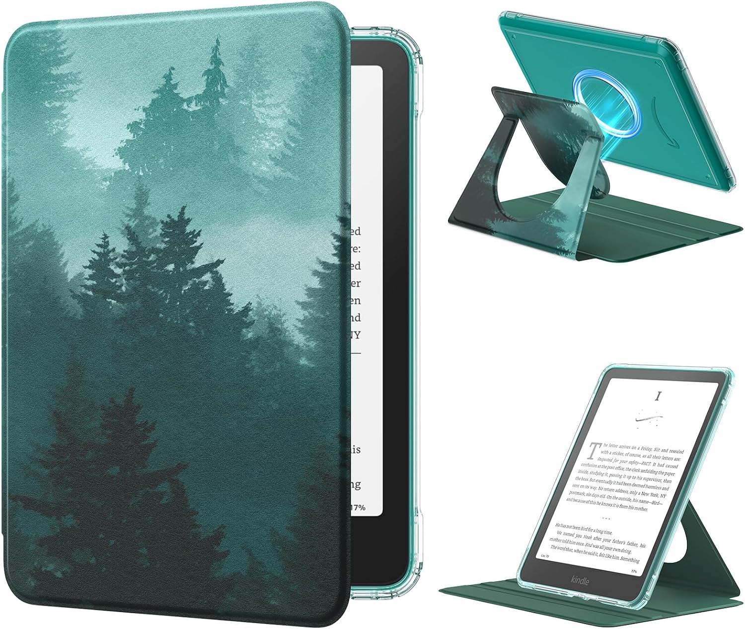 ESTUCHE MOKO 360° ROTATIVO DESMONTABLE PARA EBOOK READER 7' VERDE BOSQUE - 1