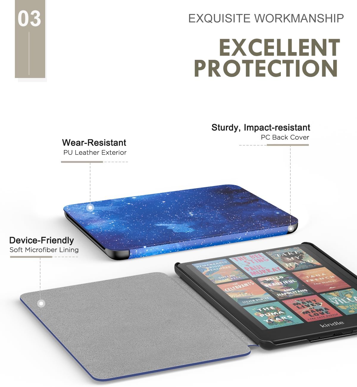 ESTUCHE MOKO PARA KINDLE PAPERWHITE 7' 12ª GEN 2024 COLORSOFT AZUL CIELO - 4