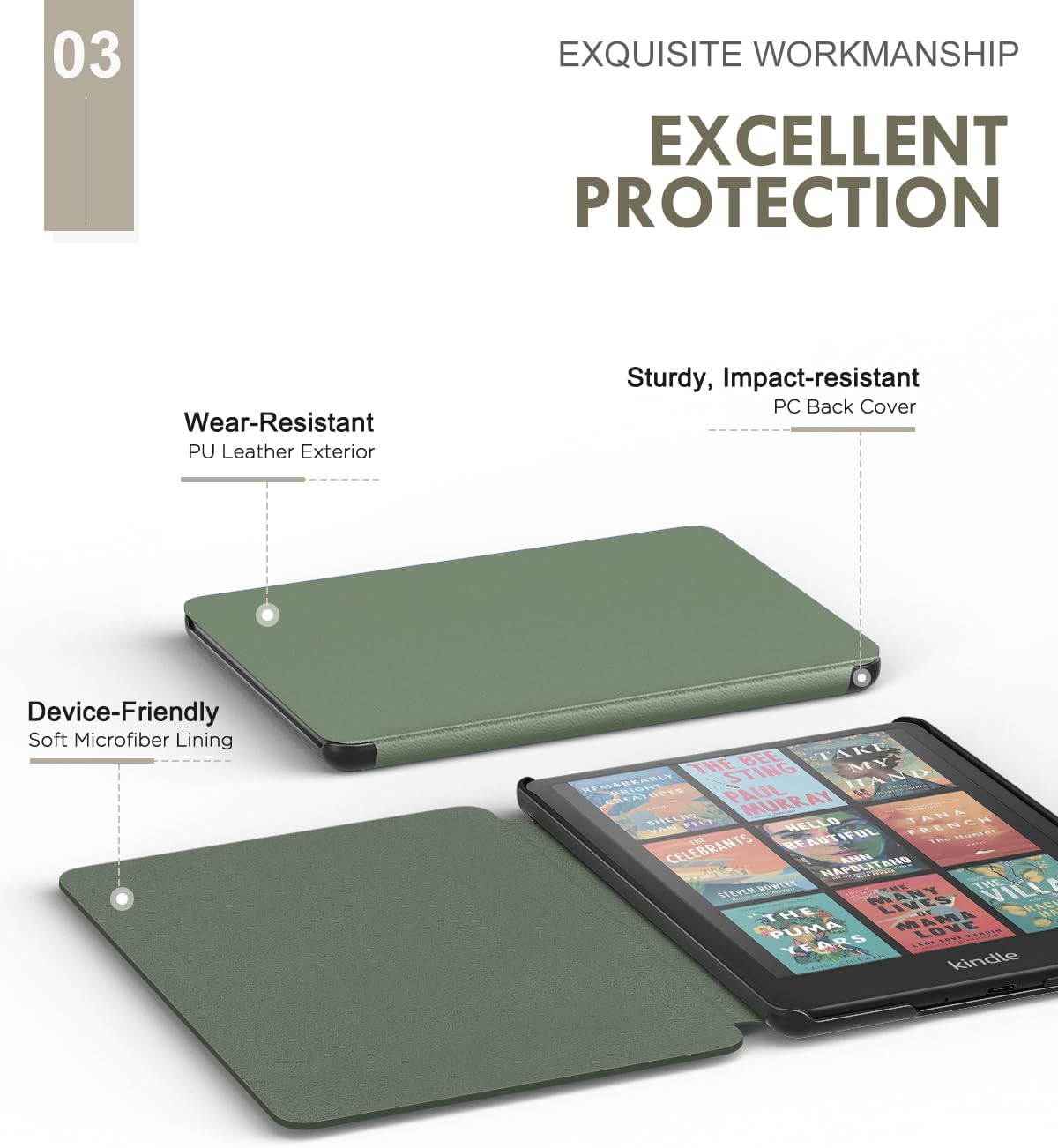 ESTUCHE MOKO PARA KINDLE PAPERWHITE 7' 12ª GEN 2024 COLORSOFT CELADON - 4