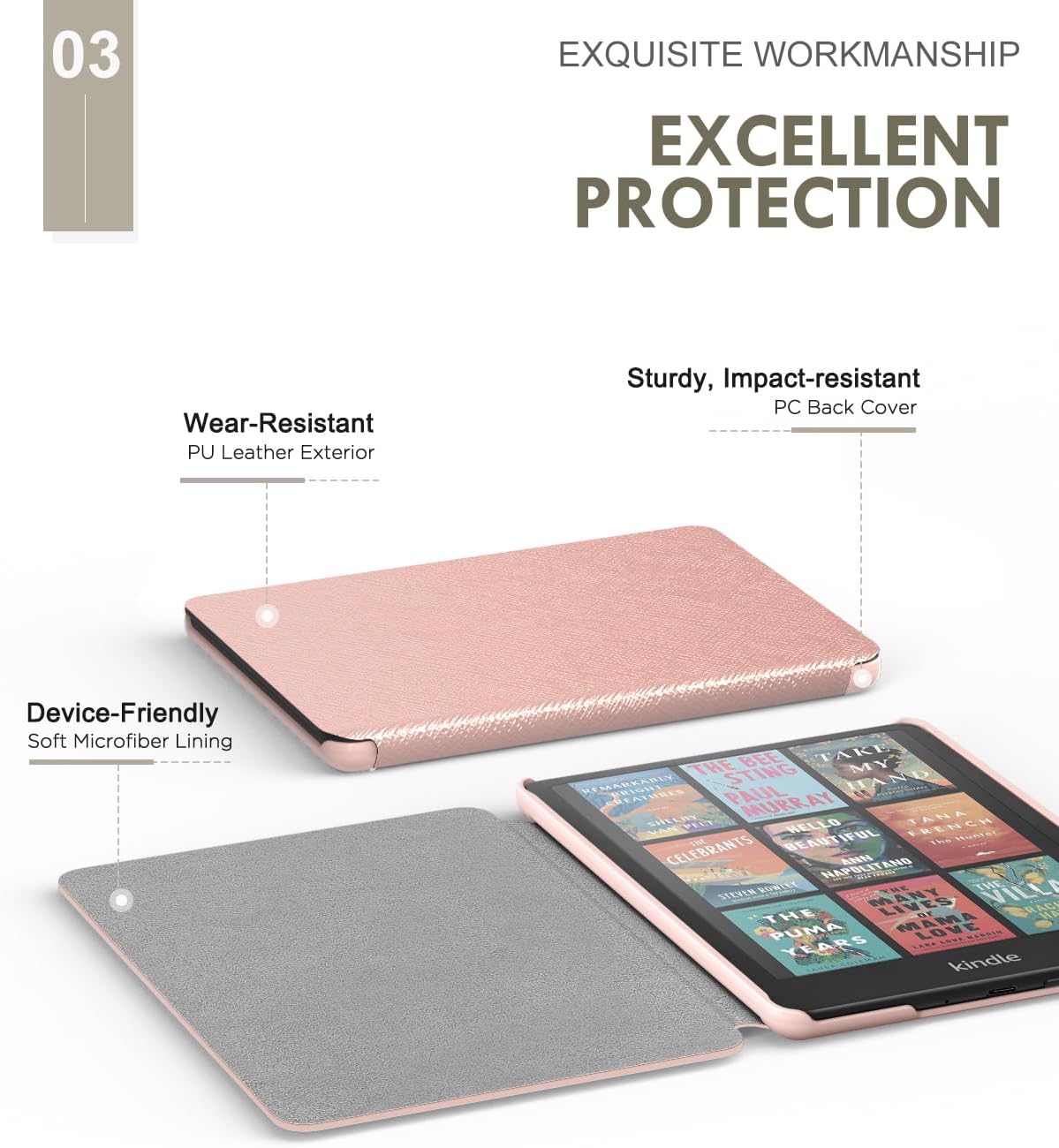 ESTUCHE MOKO PARA KINDLE PAPERWHITE 7' 12ª GEN 2024 COLORSOFT ORO ROSA - 4