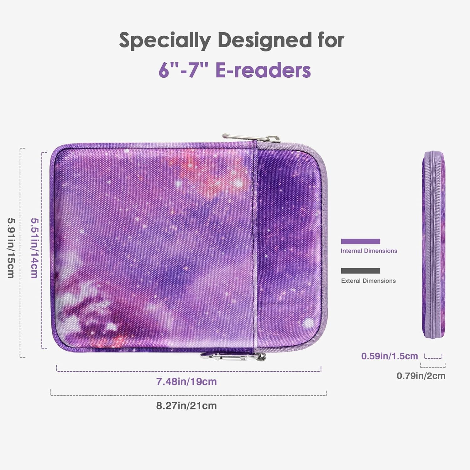 ESTUCHE PARA LECTOR ELECTRÓNICO MOKO PADDED PARA 6-7 PULGADAS COLORSOFT SIGNATURE EDITION 2024 MORADO CIELO ESTRELLADO - 2